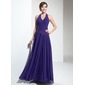A-Line/Princess Halter Floor-Length Chiffon Bridesmaid Dress With Ruffle Beading (007001091)