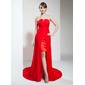 Sheath Sweetheart Asymmetrical Chiffon Prom Dress With Ruffle (018020789)