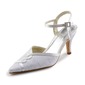 Lace Satin Stiletto Heel Closed Toe Slingbacks Pumps Wedding Shoes With Buckle Stitching Lace (047005365)