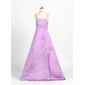 A-Line/Princess Floor-Length Satin Junior Bridesmaid Dress With Beading (009000701)