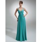 Empire V-neck Floor-Length Chiffon Kate Middleton Style With Ruffle Beading (044007576)
