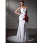 Sheath/Column Sweetheart Court Train Chiffon Wedding Dress With Ruffle Beadwork (002006370) Sheath/Column Sweetheart Court Train Chiffon Wedding Dress With Ruffle Beadwork (002006370)