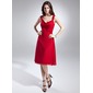 A-Line/Princess Cowl Neck Knee-Length Chiffon Bridesmaid Dress With Ruffle (007015661) A-Line/Princess Cowl Neck Knee-Length Chiffon Bridesmaid Dress With Ruffle (007015661)