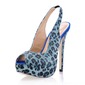 Suede Stiletto Heel Peep Toe Platform Slingbacks Sandals With Animal Print (087016990)