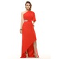 A-Line/Princess One-Shoulder Asymmetrical Chiffon Holiday Dress With Ruffle Beading (020016062)