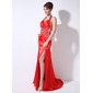 Sheath Sweetheart Watteau Train Charmeuse Prom Dress With Ruffle Beading (018005255) Sheath Sweetheart Watteau Train Charmeuse Prom Dress With Ruffle Beading (018005255)