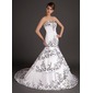 Mermaid Sweetheart Sweep Train Satin Wedding Dress With Embroidery (002015509)