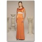 Nice Sheath V-neck Floor-Length Satin Bridesmaid Dress with Sash (007001493)