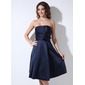 A-Line/Princess Sweetheart Knee-Length Satin Bridesmaid Dress With Ruffle Flower(s) (007006365)