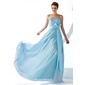 A-Line/Princess Strapless Floor-Length Chiffon Satin Evening Dress With Ruffle Beading Crystal Brooch (017013770)