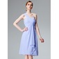 Empire One-Shoulder Knee-Length Chiffon Bridesmaid Dress With Ruffle (007004081)