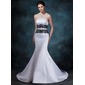 Mermaid Strapless Chapel Train Satin Wedding Dress With Lace Crystal Brooch (002001154) Mermaid Strapless Chapel Train Satin Wedding Dress With Lace Crystal Brooch (002001154)