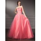 Ball-Gown Strapless Floor-Length Tulle Quinceanera Dress With Ruffle Beading Sequins (021002898)