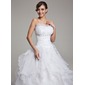 Ball-Gown Scalloped Neck Court Train Organza Wedding Dress With Ruffle Beadwork (002017554)