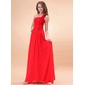 A-Line/Princess One-Shoulder Floor-Length Chiffon Holiday Dress With Ruffle Flower(s) (020014395) A-Line/Princess One-Shoulder Floor-Length Chiffon Holiday Dress With Ruffle Flower(s) (020014395)