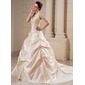 Ball-Gown Halter Cathedral Train Satin Wedding Dress With Embroidery Beadwork (002000678) Ball-Gown Halter Cathedral Train Satin Wedding Dress With Embroidery Beadwork (002000678)