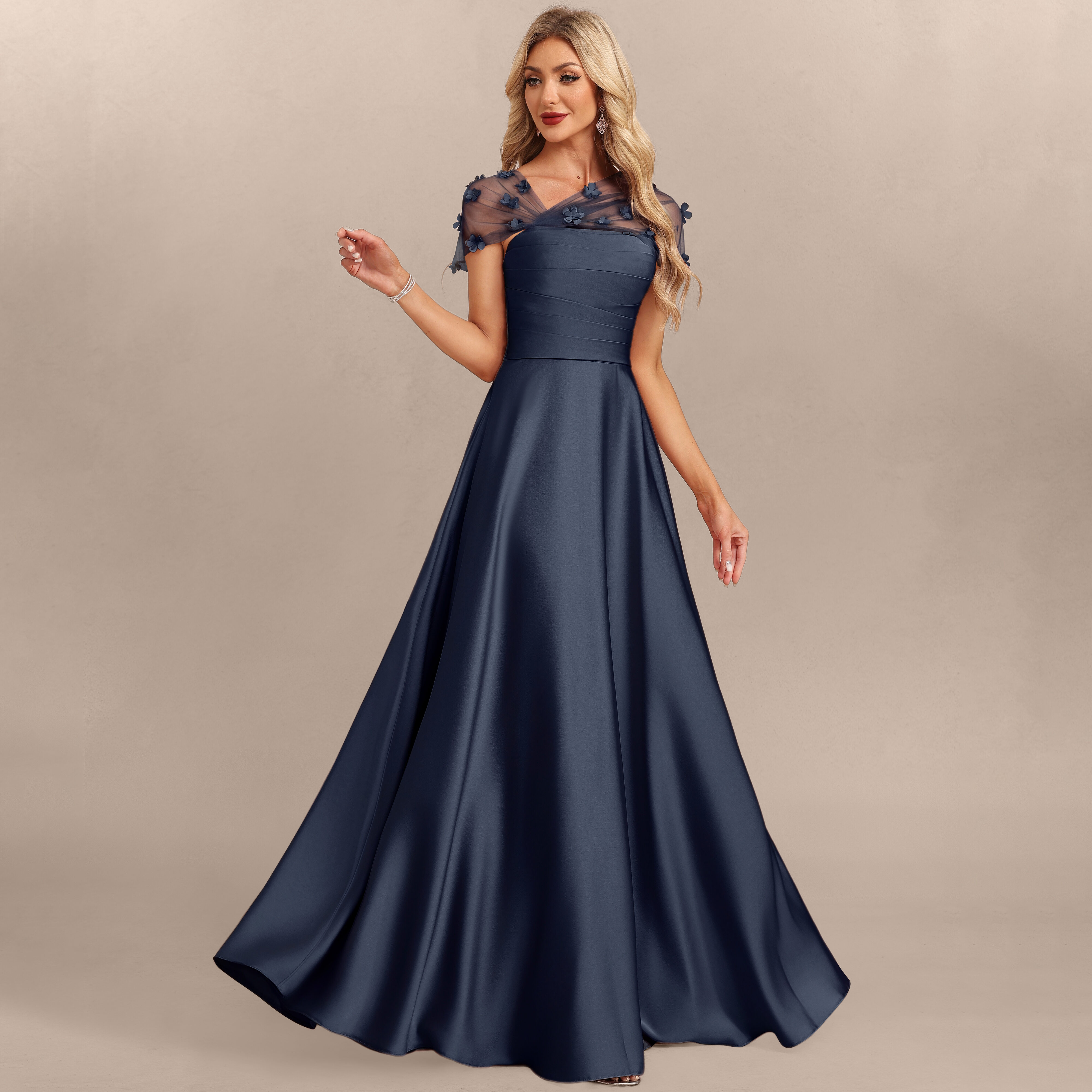 Aveta A-line Beading Acetate Satin Mother of the Bride Dress