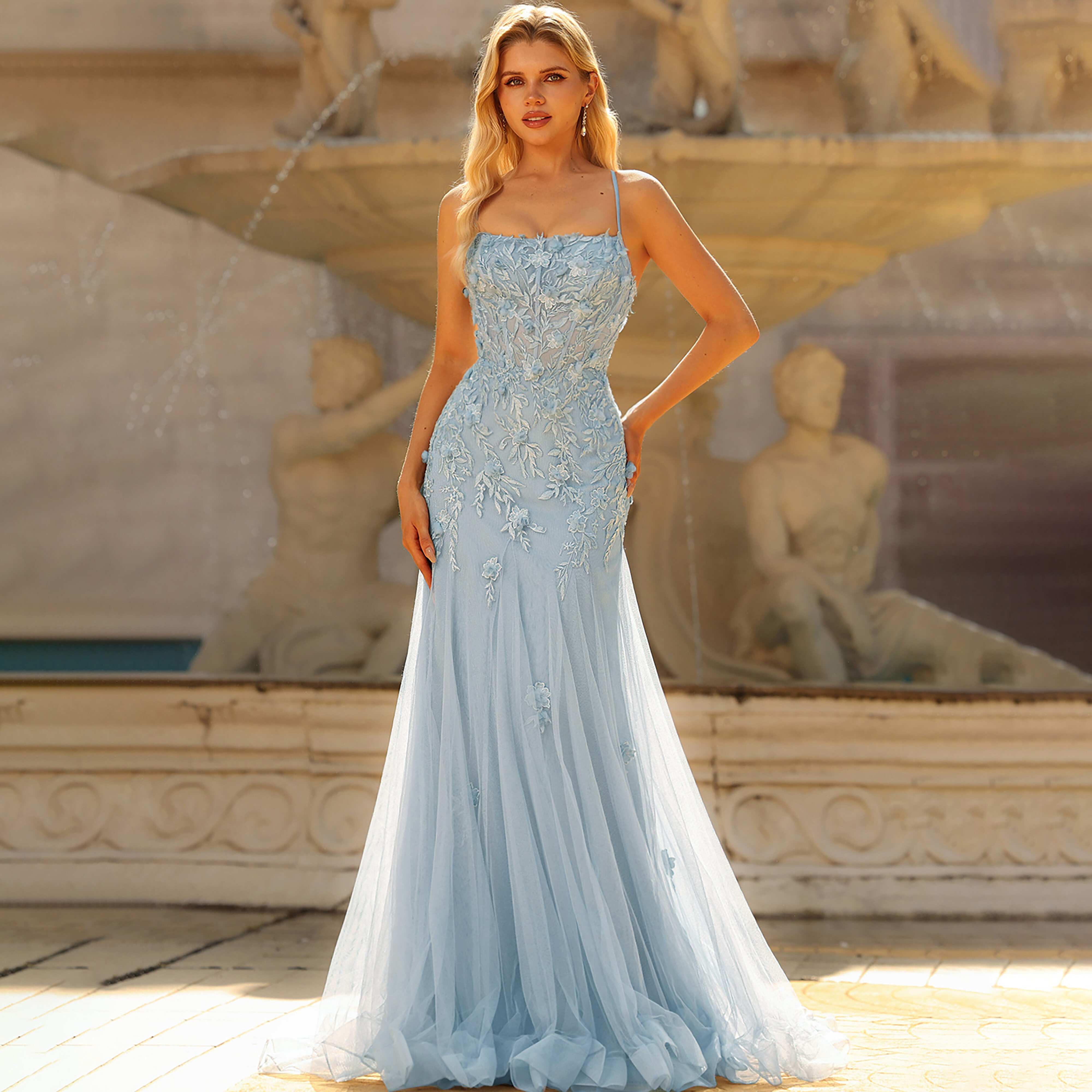 Mahlia Trumpet/Mermaid Spaghetti Straps Tulle Prom Dress | JJ's House