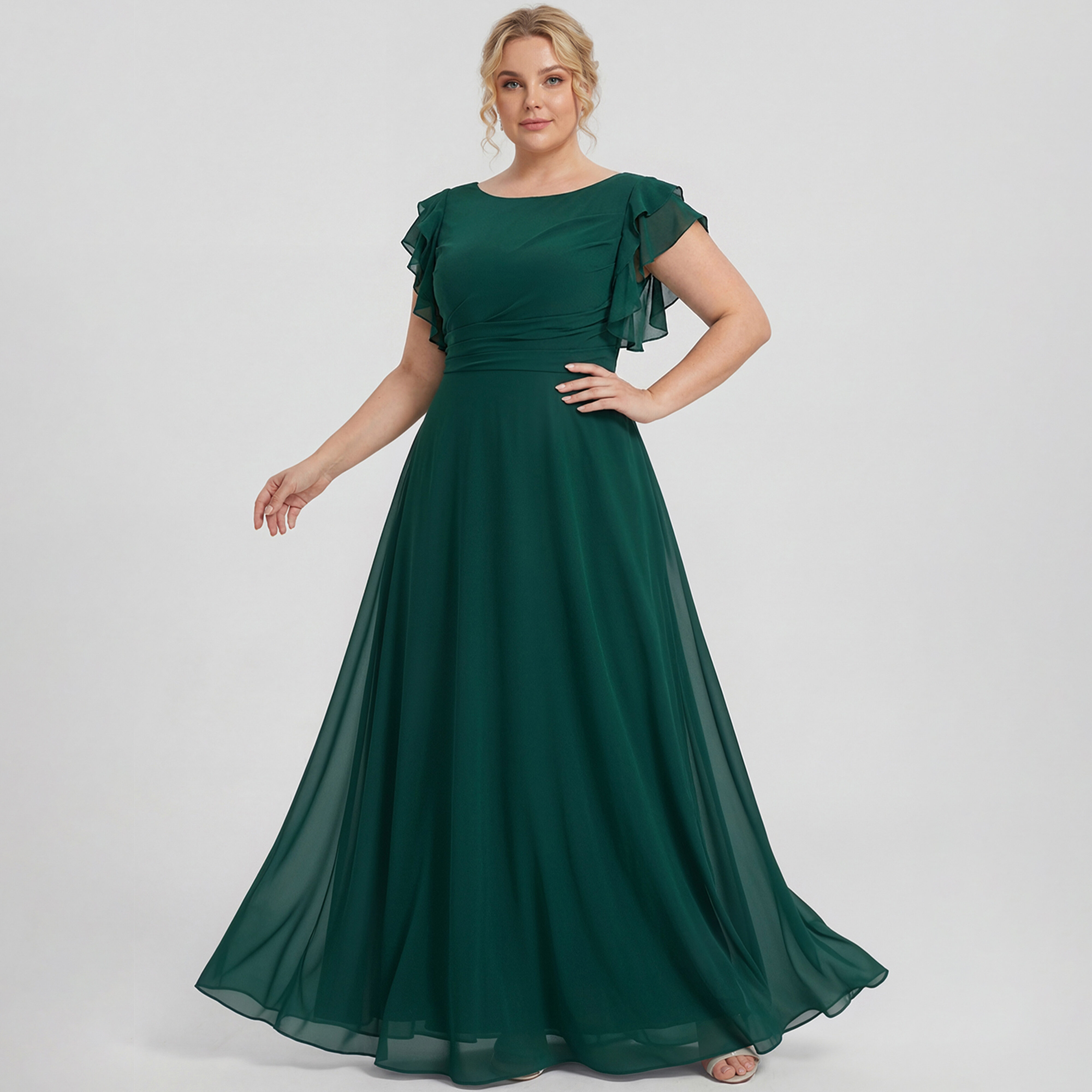 plus size junior bridesmaid dresses Kennedy Blue Lanie Dress Cornflower pleated drape over the left shoulder Dessy Collection JR545FLOR Prom 2026