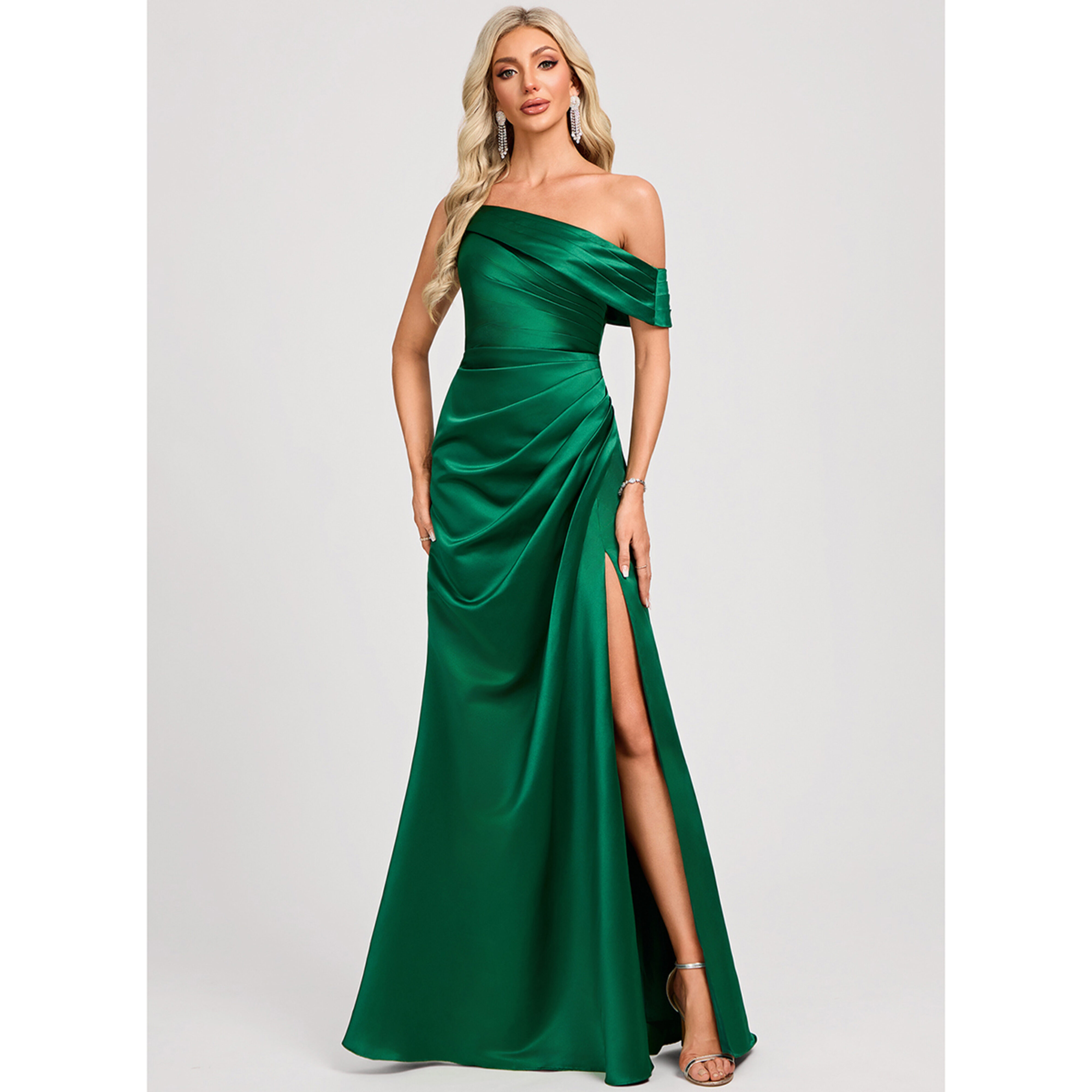 Zafena Trumpet/Mermaid One Shoulder Ruffle Satin Bridesmaid Dress