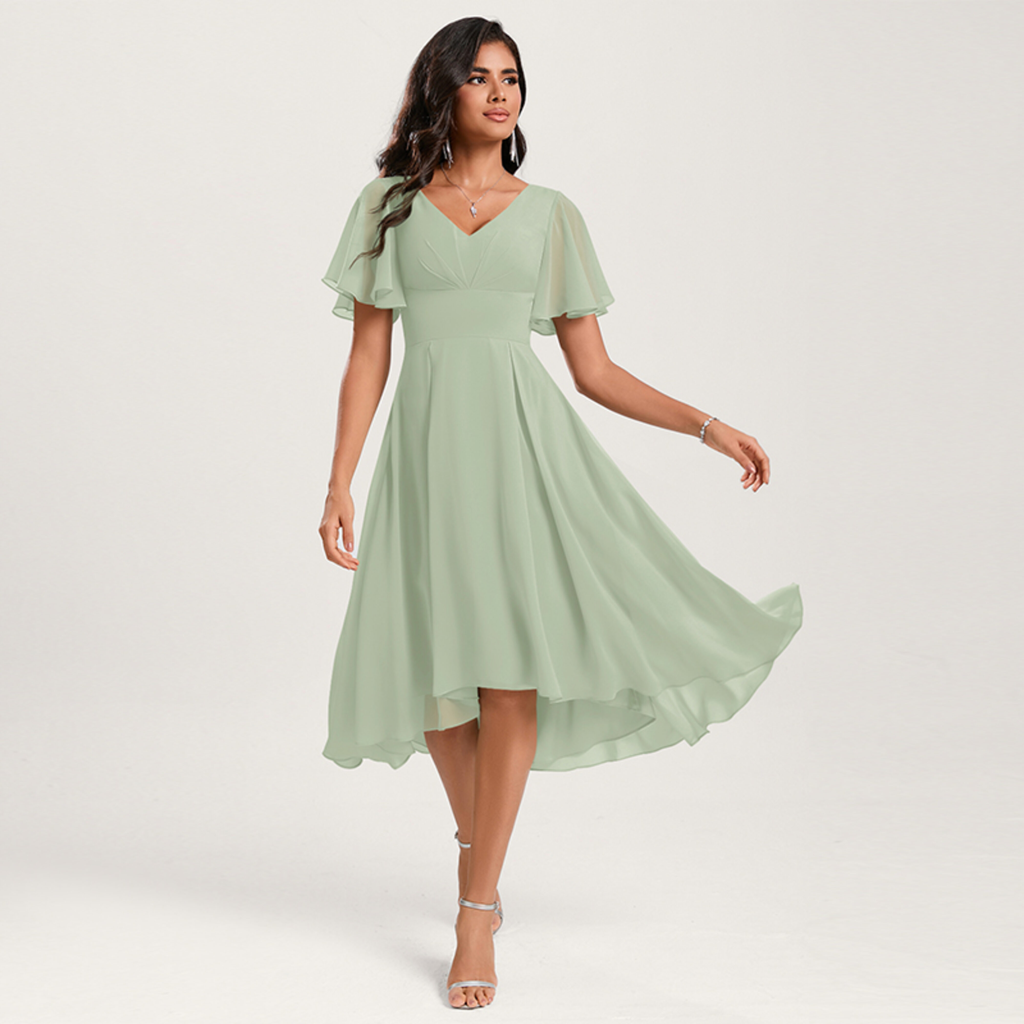 Rease A-line Ruffle Chiffon Bridesmaid Dress | JJ's House
