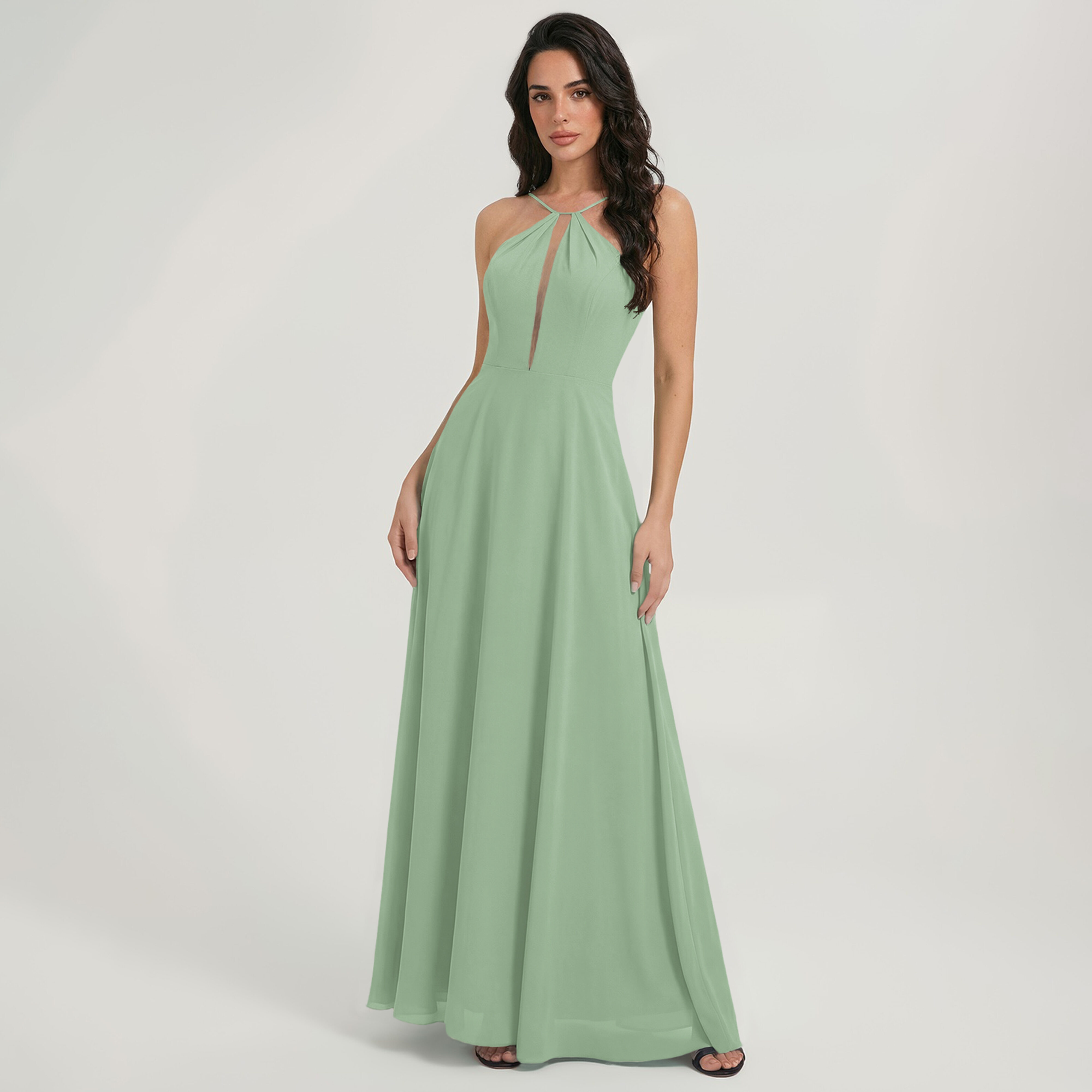 Aurora A-line Halter Chiffon Bridesmaid Dress