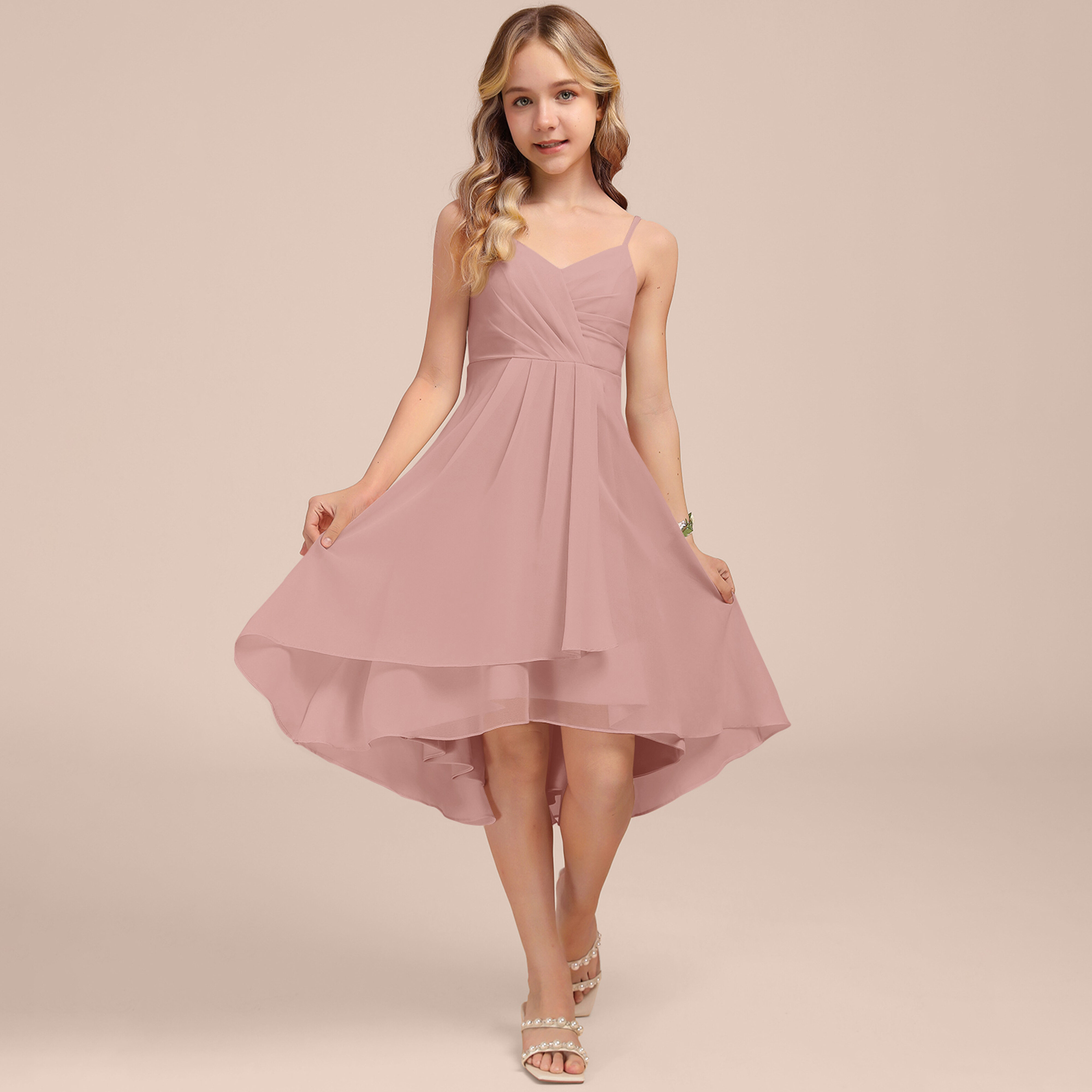 levkoff junior bridesmaid dresses JJ's House A-line V-Neck Asymmetrical Chiffon Dress 2026 Bill levkoff