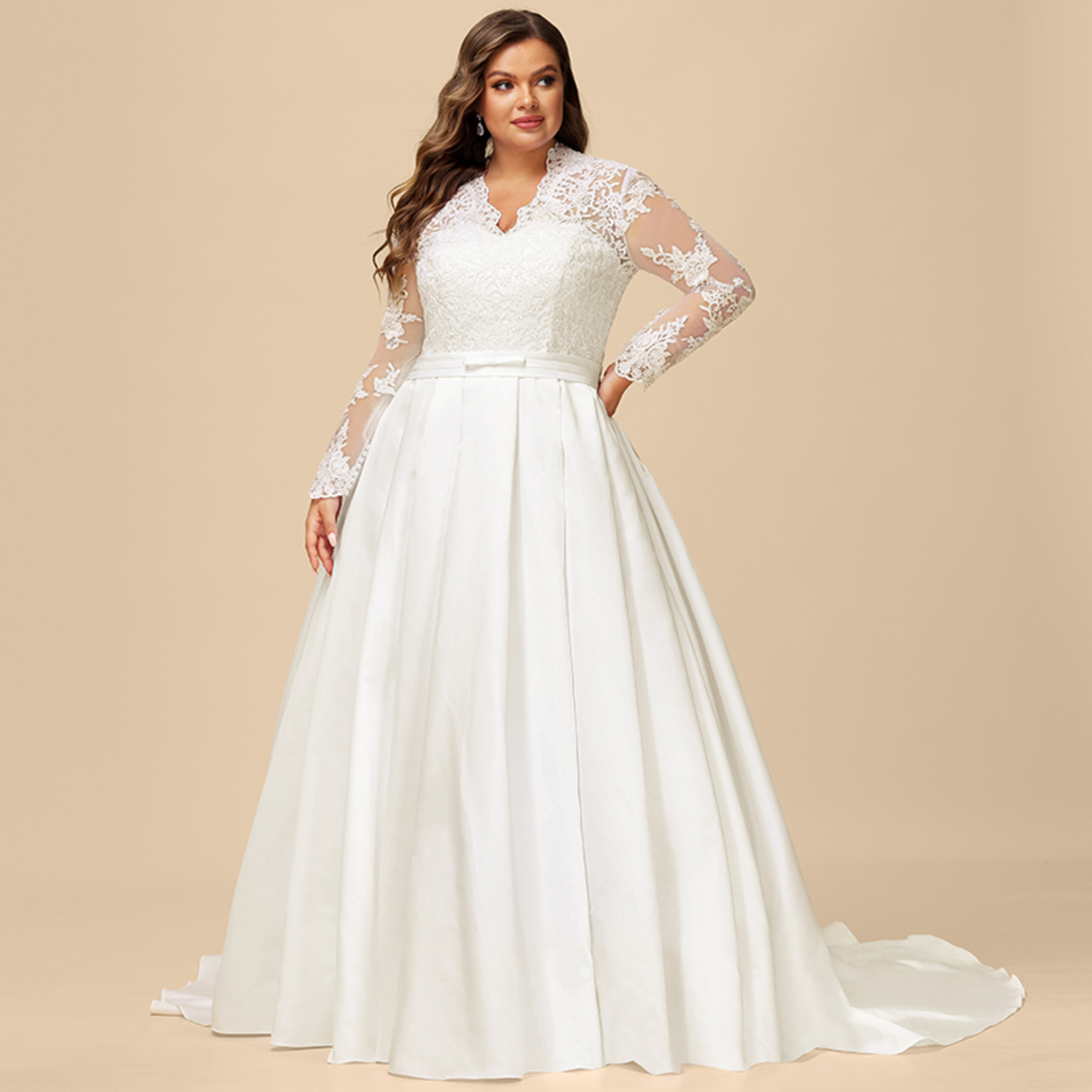 jj bridal dresses JJ's House A-line V-Neck Sweep Train Satin Wedding Dress 2026 playful and fresh Wedding Dresses Review Jj Bride