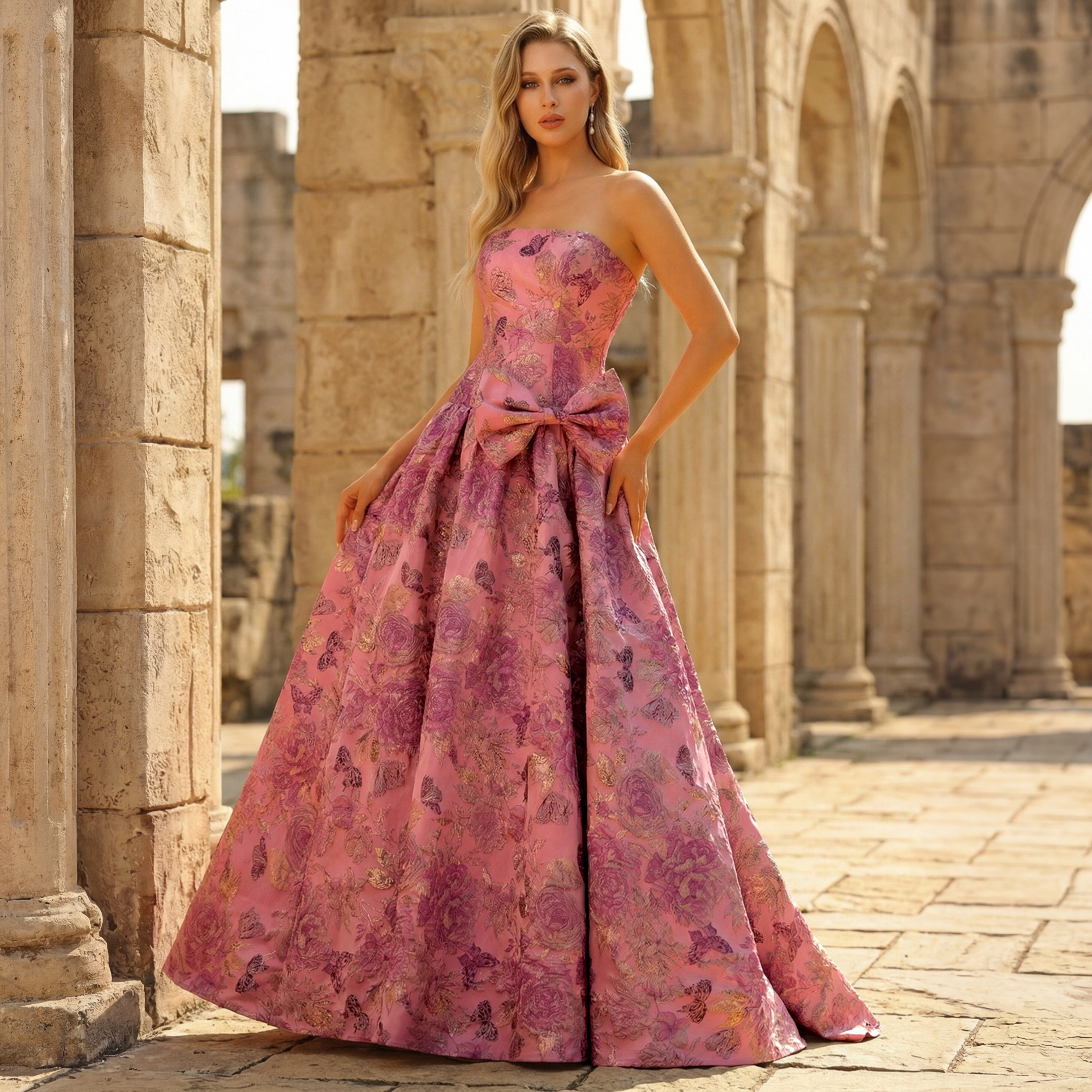 Lucetta Bow Jacquard Prom Dress | JJ's House