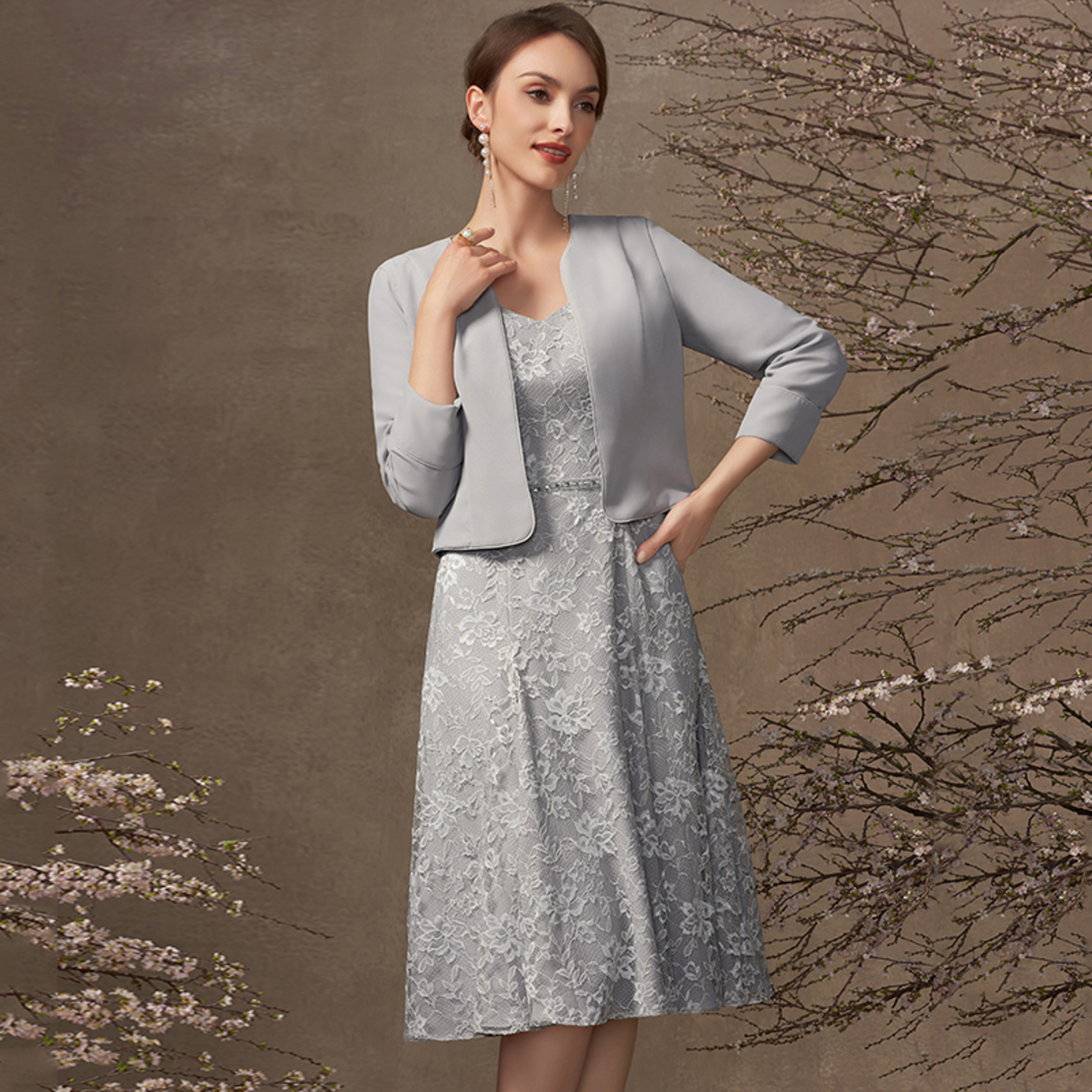 Aithne A-line V-Neck Sequins Lace Mother of the Bride Dress | JJ's