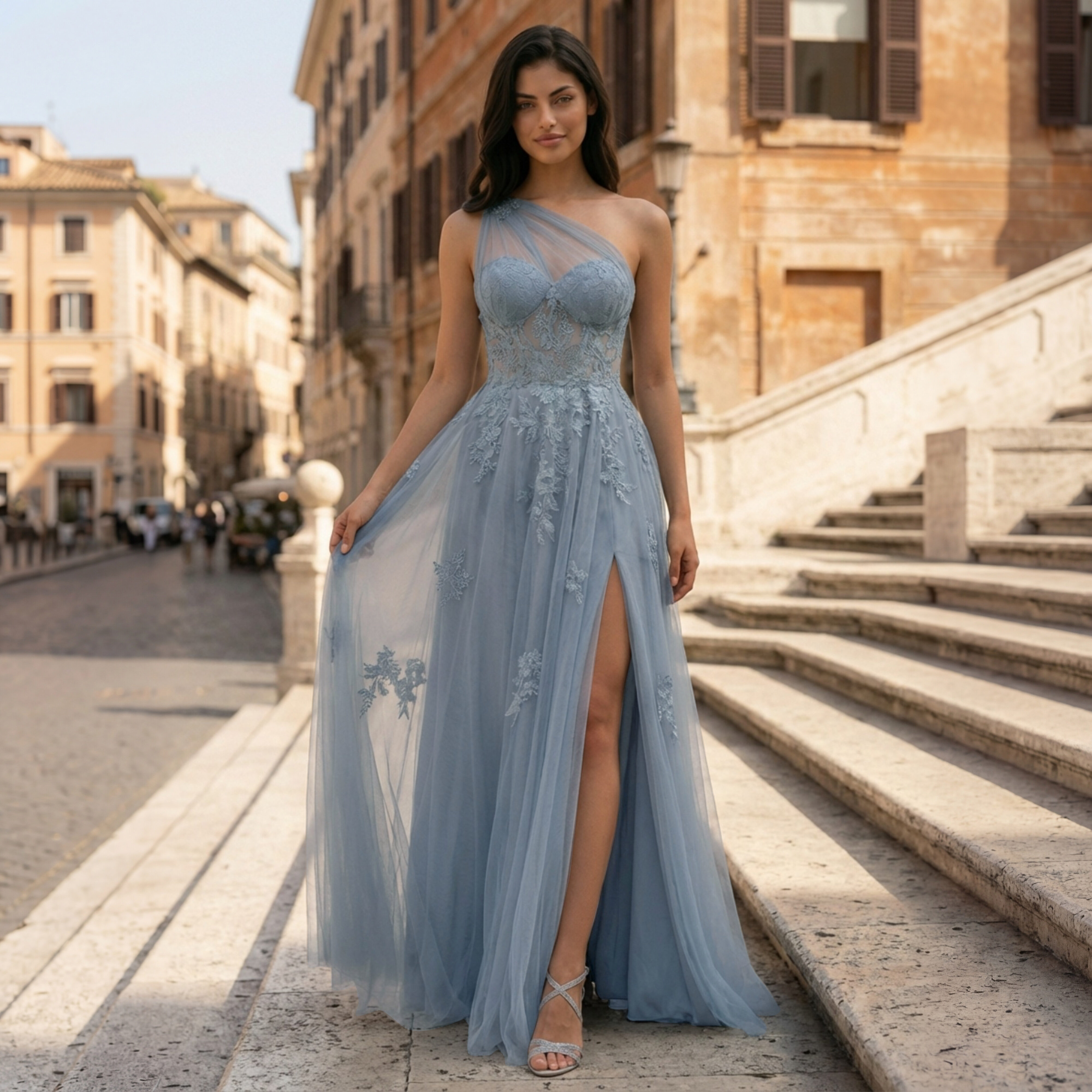 Contessa One Shoulder Sequins Tulle Prom Dress | JJ's House