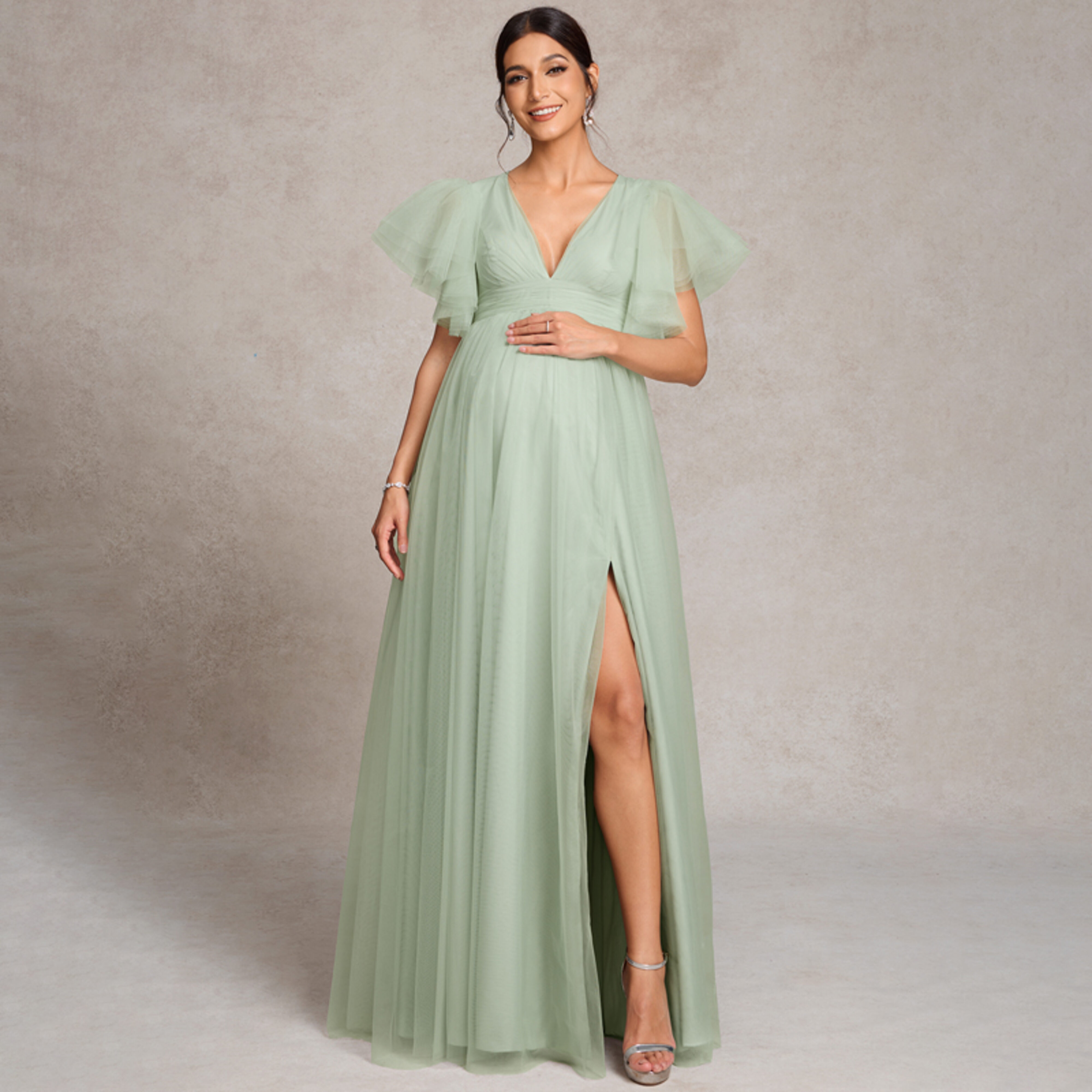 green silk maternity dress Wildflower Maternity Silk Unique Boho Dresses Plus size / mahogany