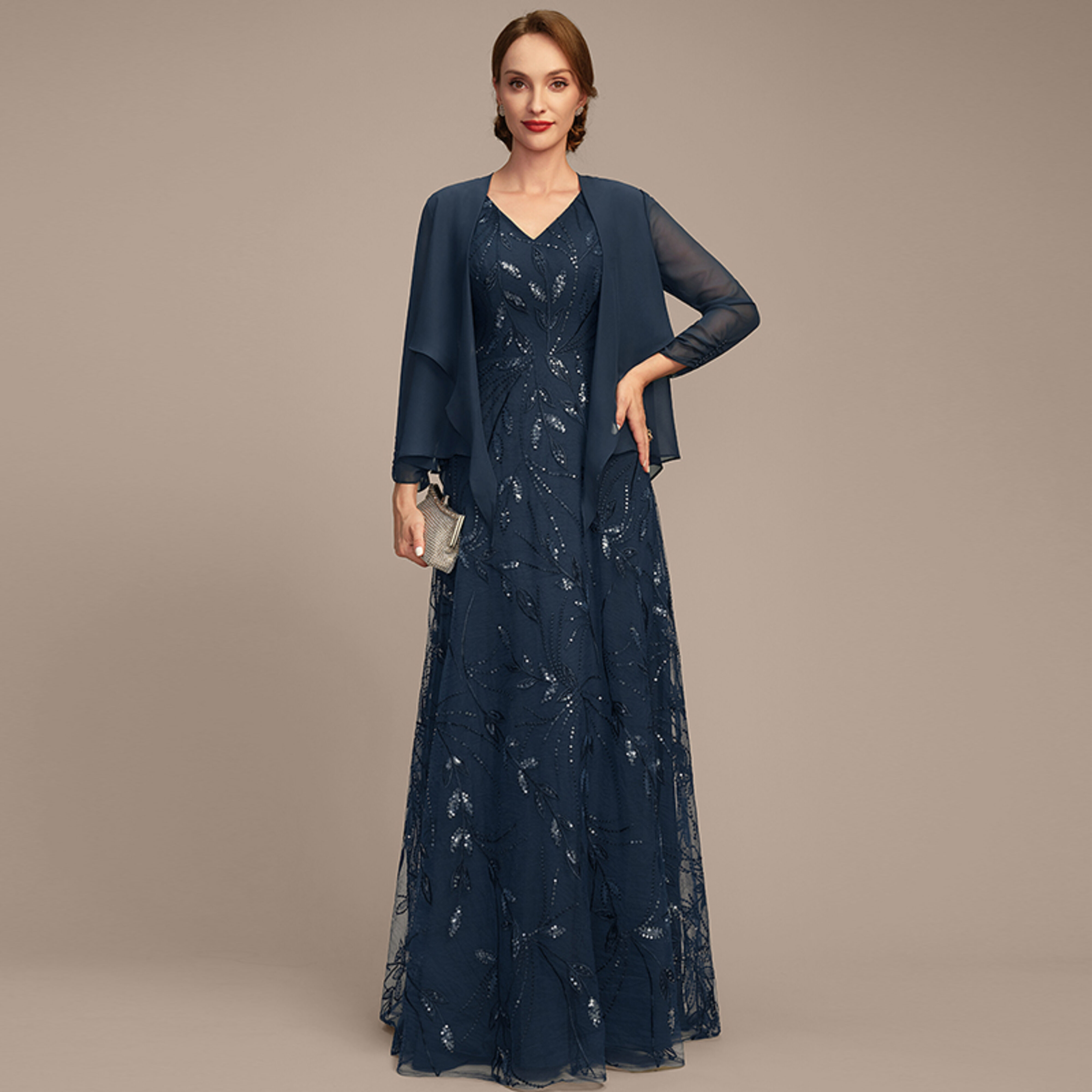 Romeli A-line V-Neck Lace Mother of the Bride Dress | JJ's House