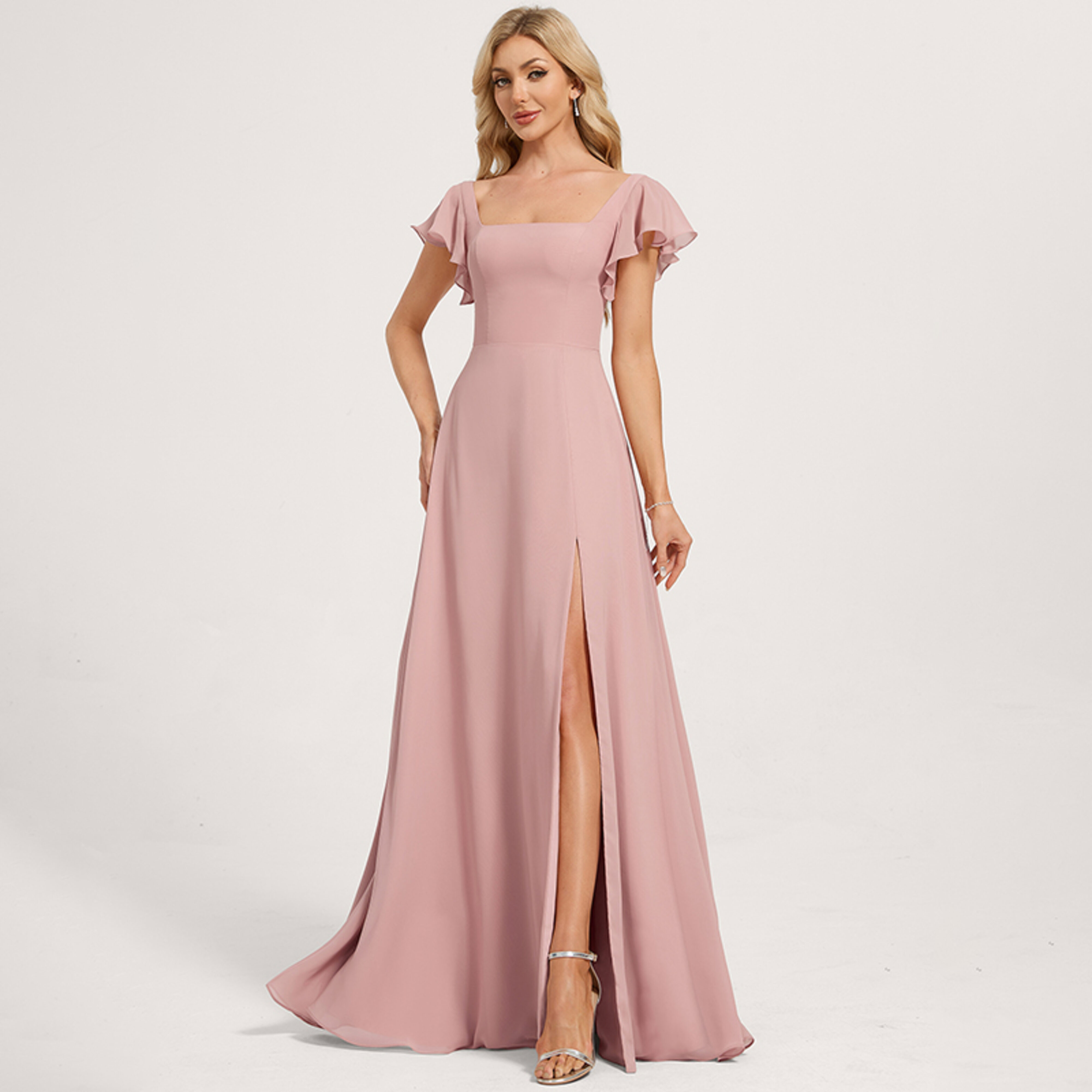 casual chiffon dresses Women's Formal Dress Lantern Sleeve Wrap V Neck Maxi Dress Ruffle High Low Wedding Guest Flowy Dress Blue : Clothing, Shoes & Jewelry crafted from flowing chiffon fabric Chiffon Dress Dusty Pink Bridesmaid