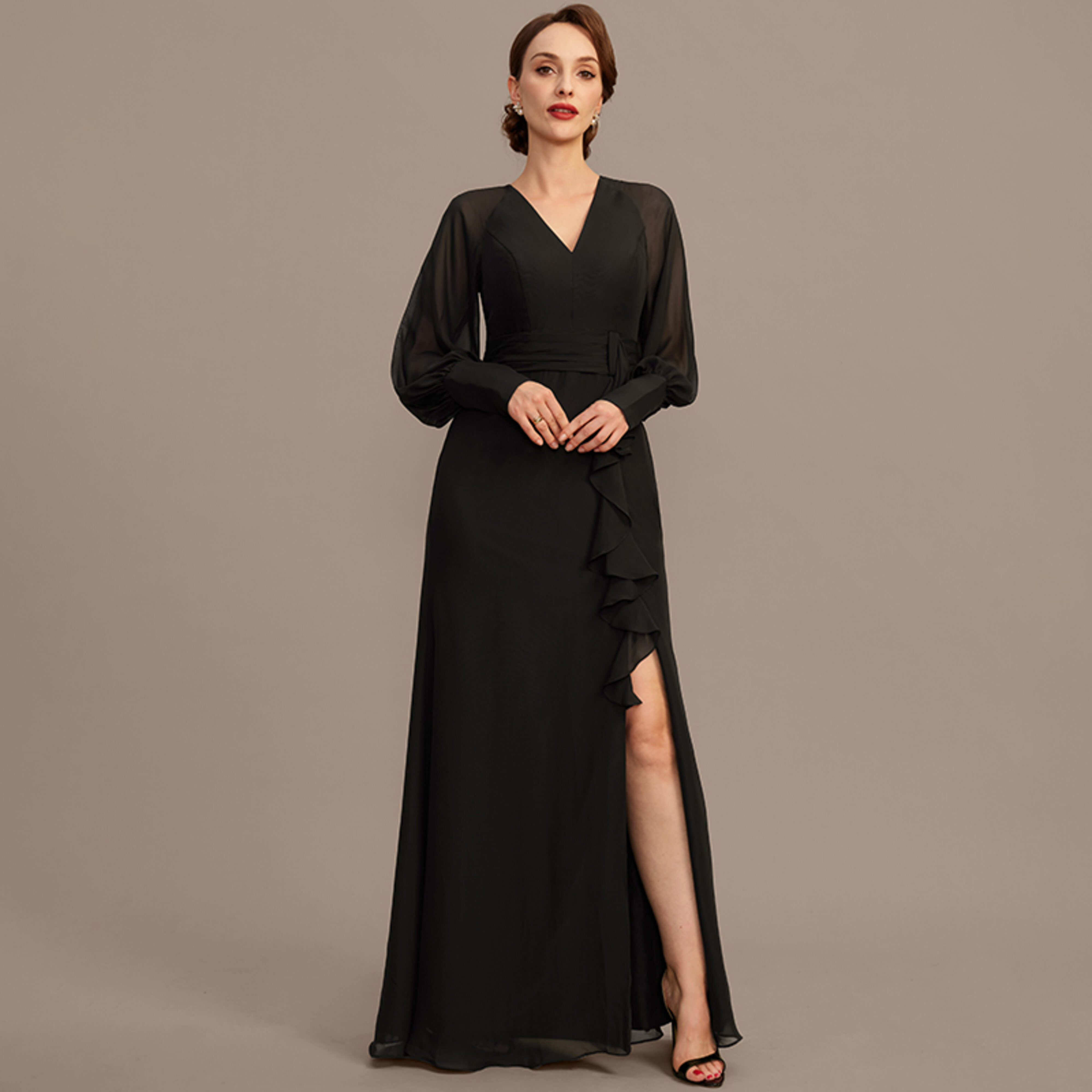 Jolin Sheath/Column V-Neck Chiffon Mother of the Bride Dress