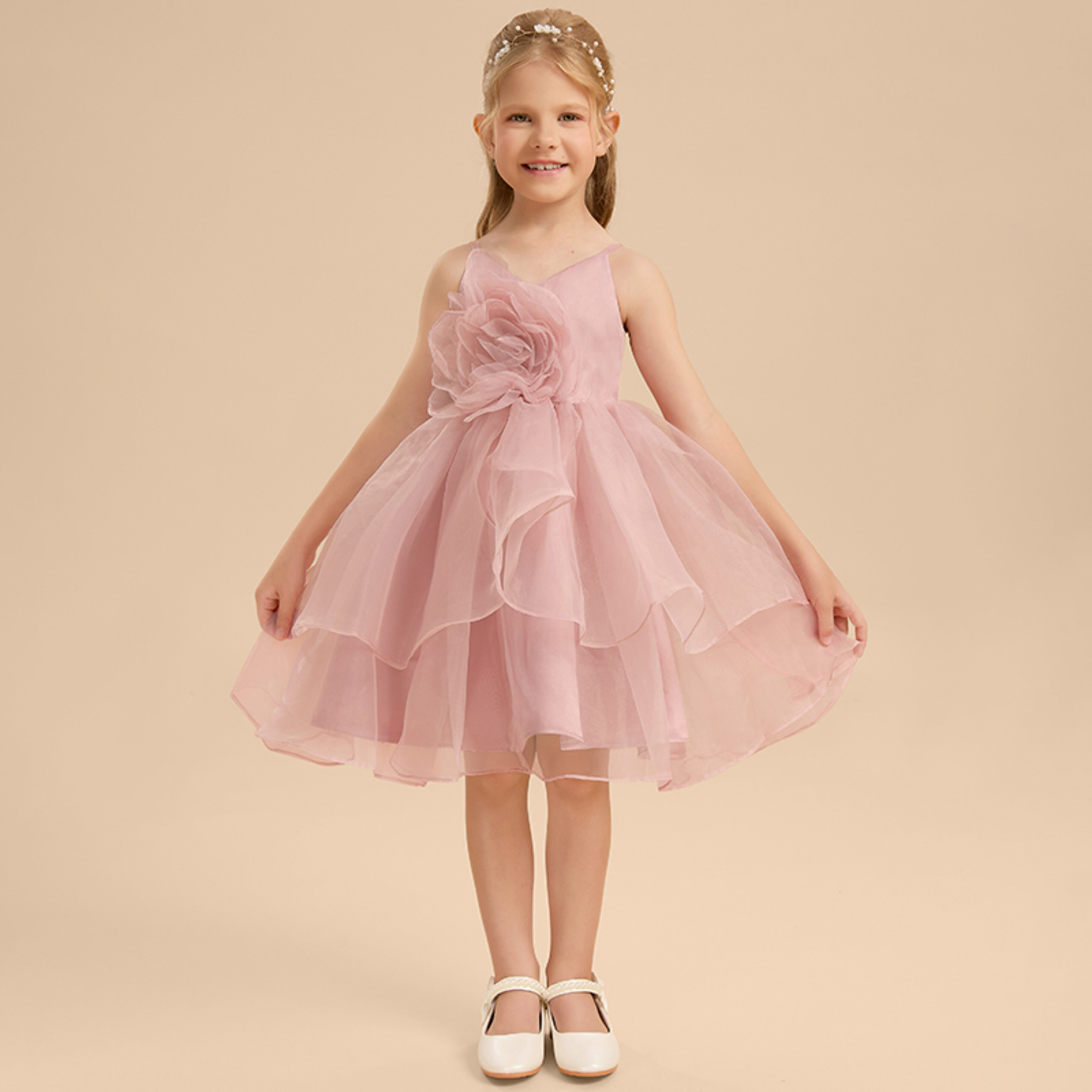 Loa A-line 3D Floral Organza Flower Girl Dress | JJ's House
