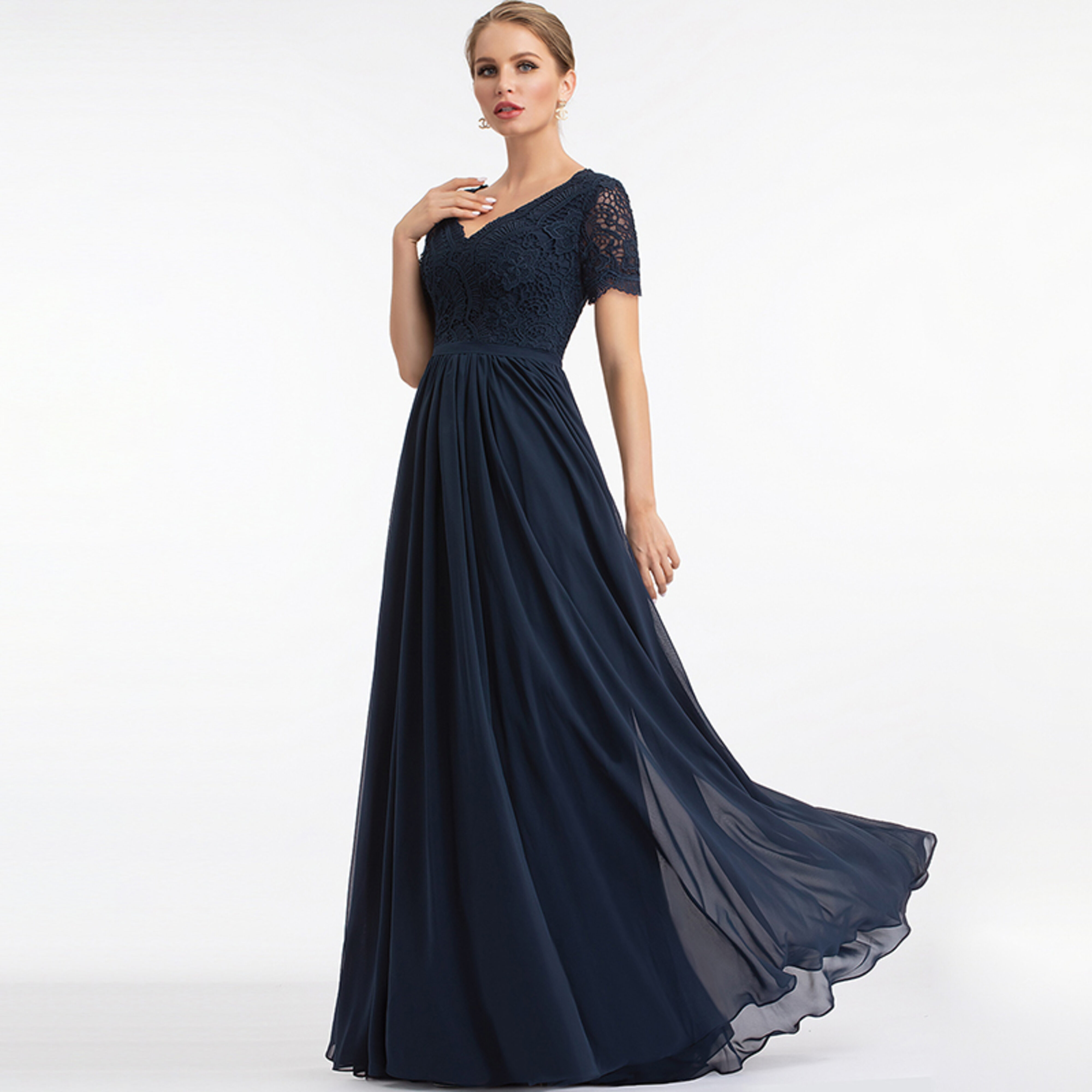jjshouse lace bridesmaid dress JJ's House A-line V-Neck Floor-Length Chiffon Lace Bridesmaid Dress 2026