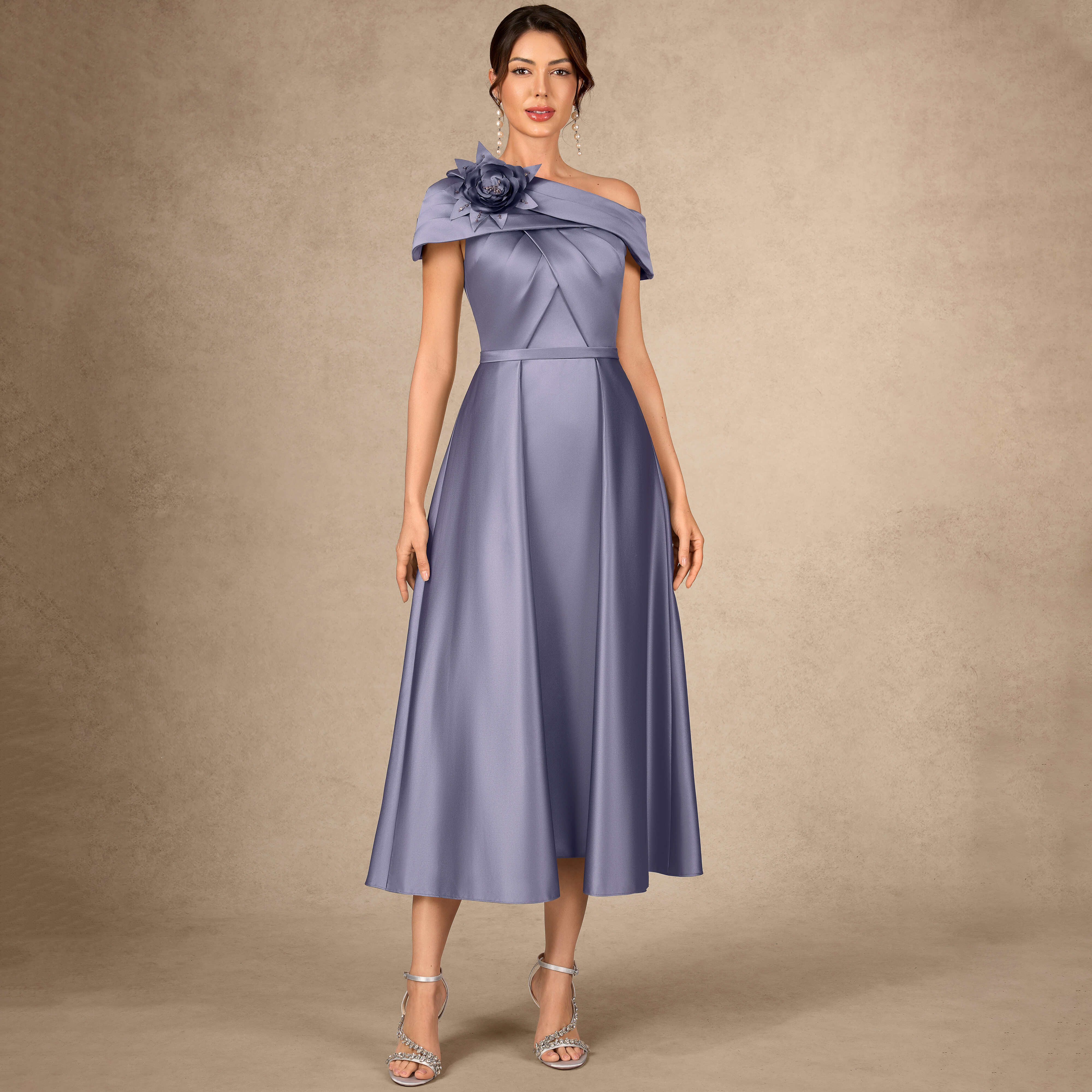 Marcia A-line Pleated Satin Mother of the Bride Dress | JJ's House