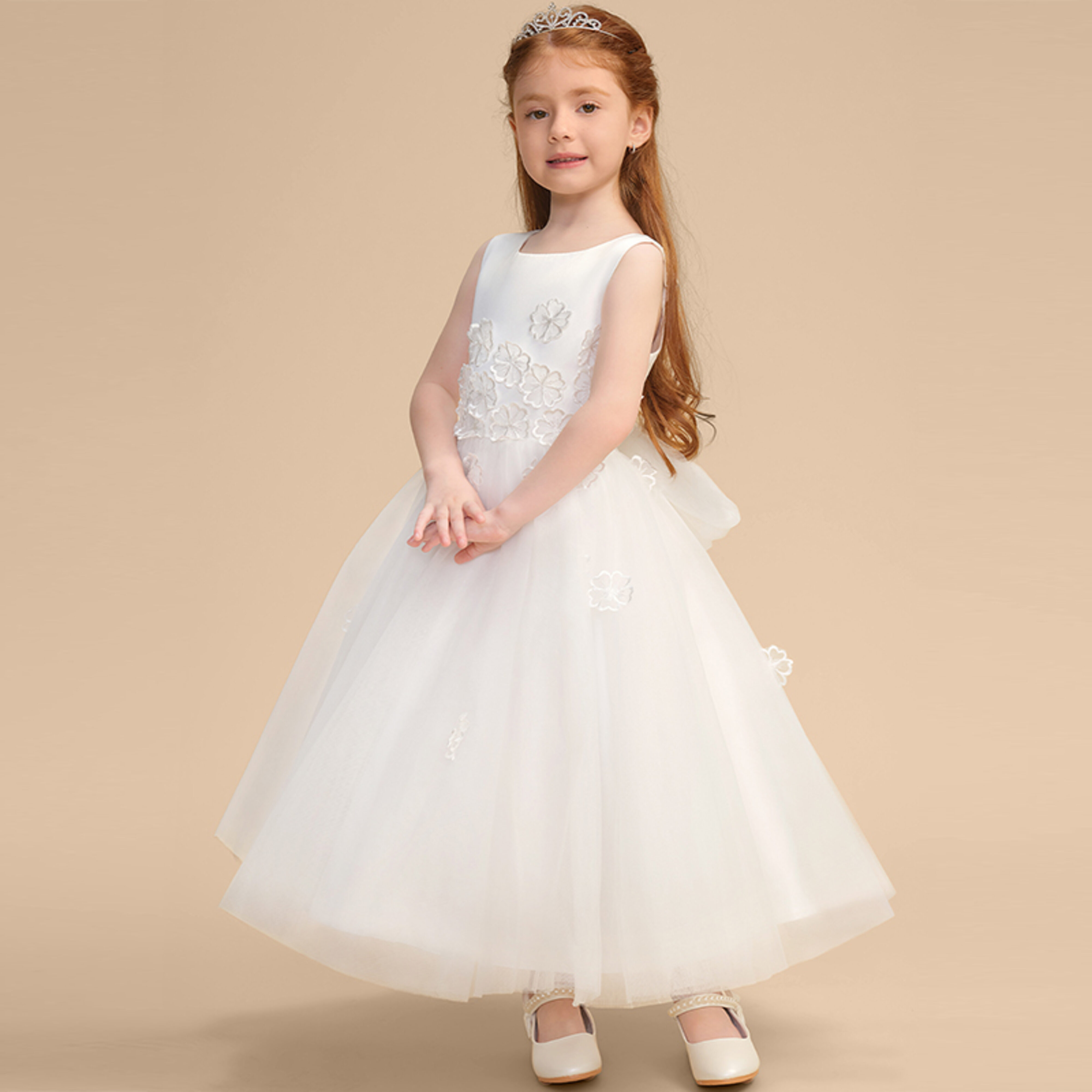 Iveigh A-line 3D Floral Tulle Flower Girl Dress | JJ's House