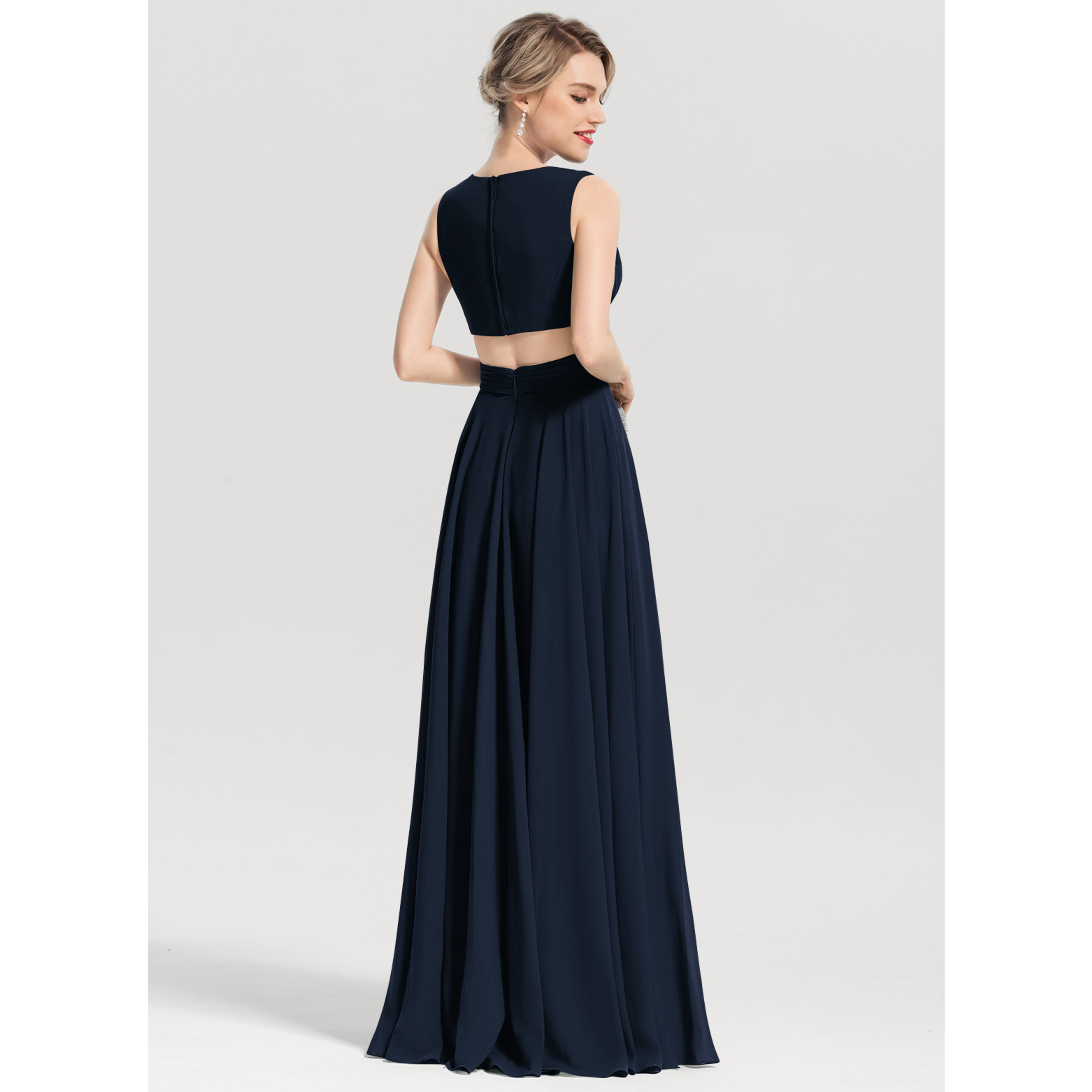 lorinda maxi dress JJ's House A-line V-Neck Floor-Length Chiffon Evening Dress 2026 With Pleated