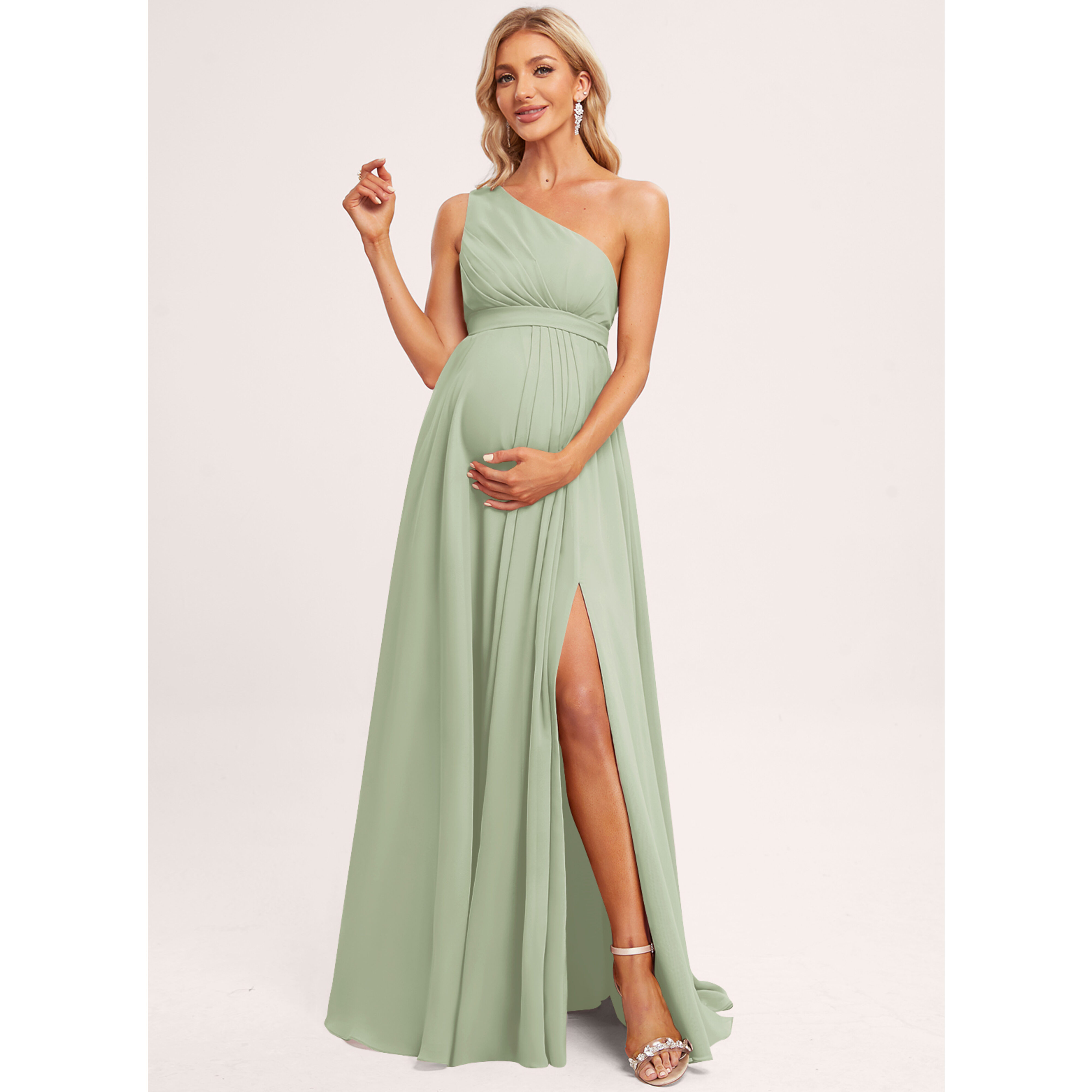 one shoulder maternity dress Tiffany Rose Taylor One Shoulder Dress (Ivory)