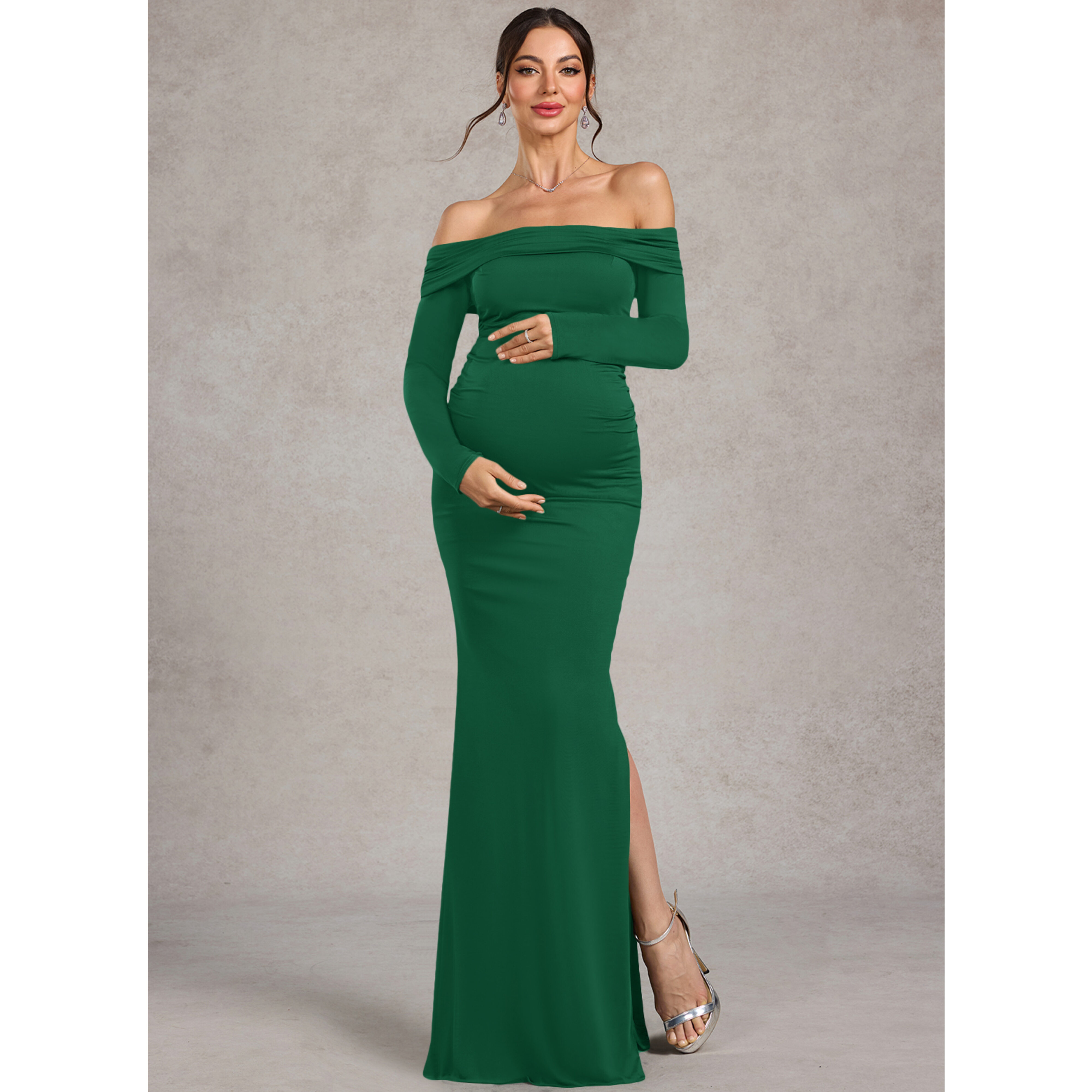 the dress pic Ruffle Sleeve Tiered Maternity Dress-Smallshow Army Green / XX-Large main image 1