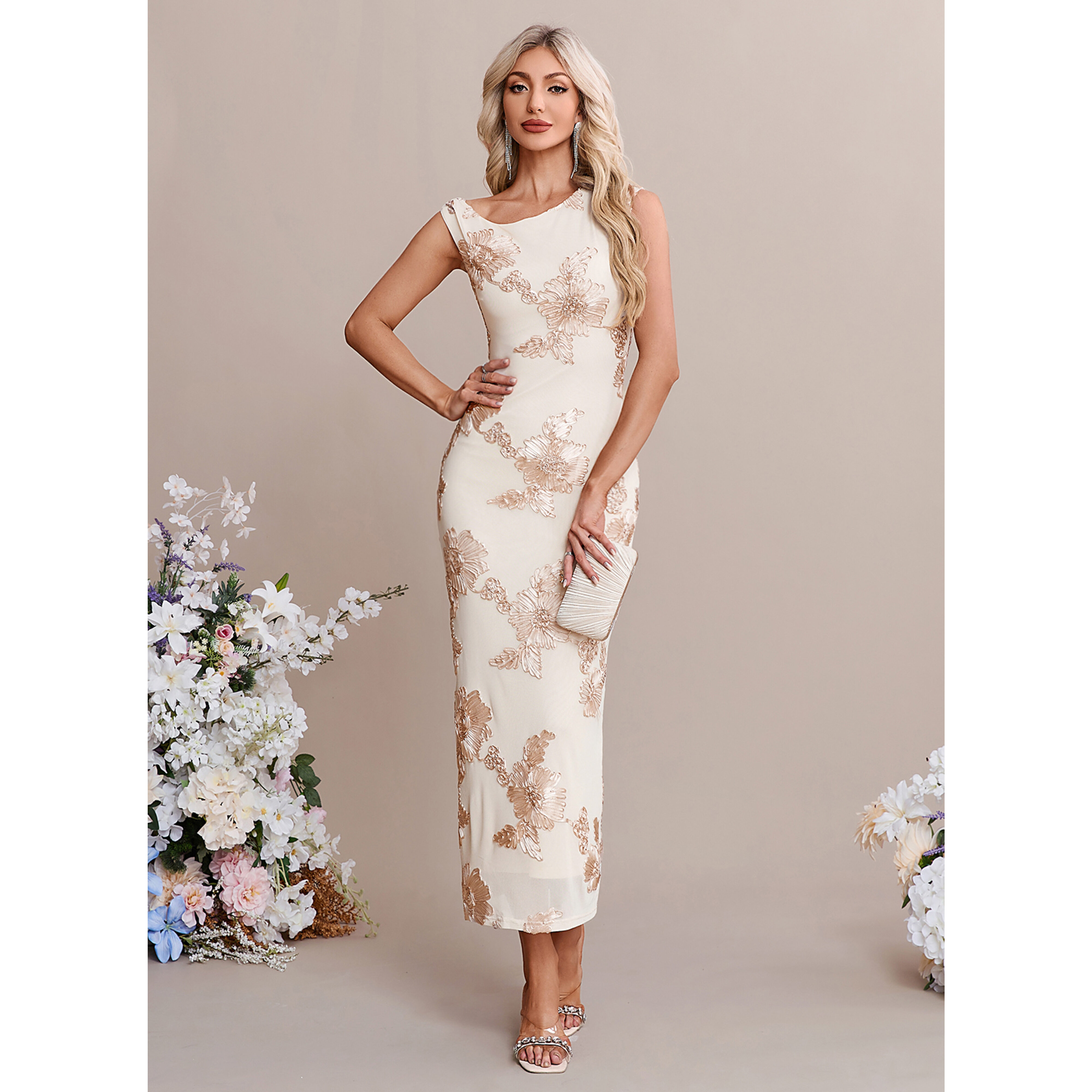 Beata Jacquard Spandex Maxi Dress | JJ's House