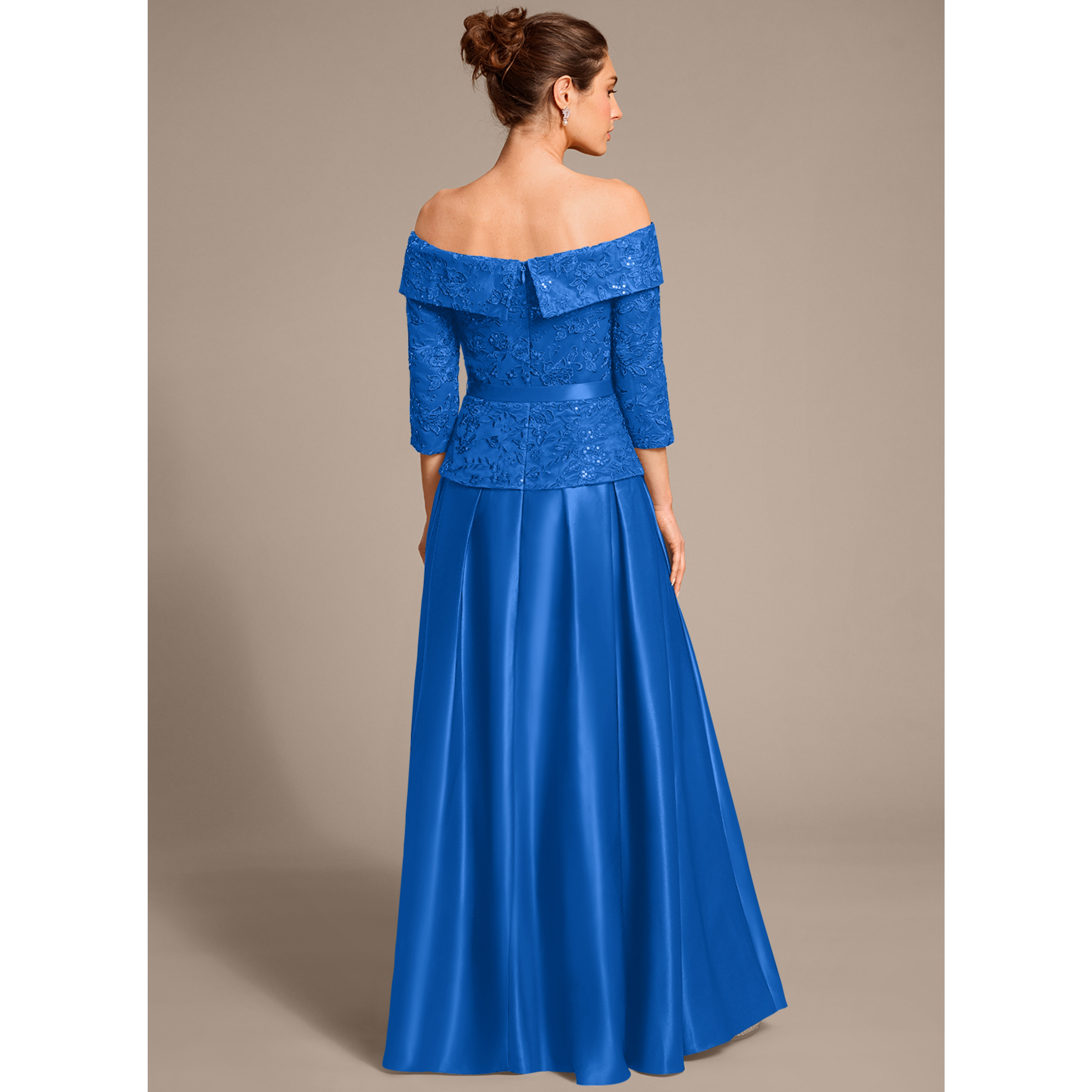 Nefertiti A-line Off the Shoulder Sequins Satin Mother of the