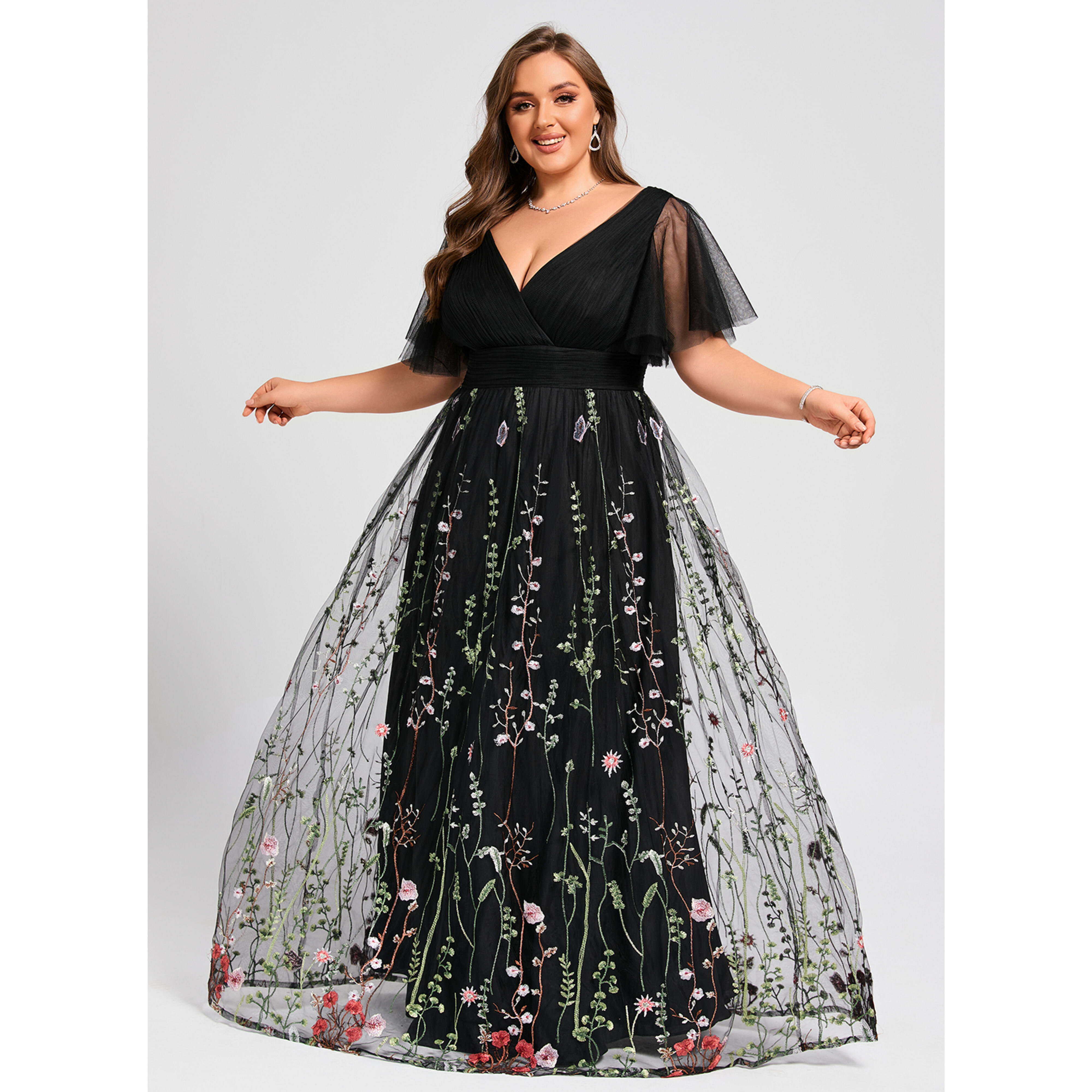 Astraea Pleated Lace Maxi Evening Dress | JJ's House
