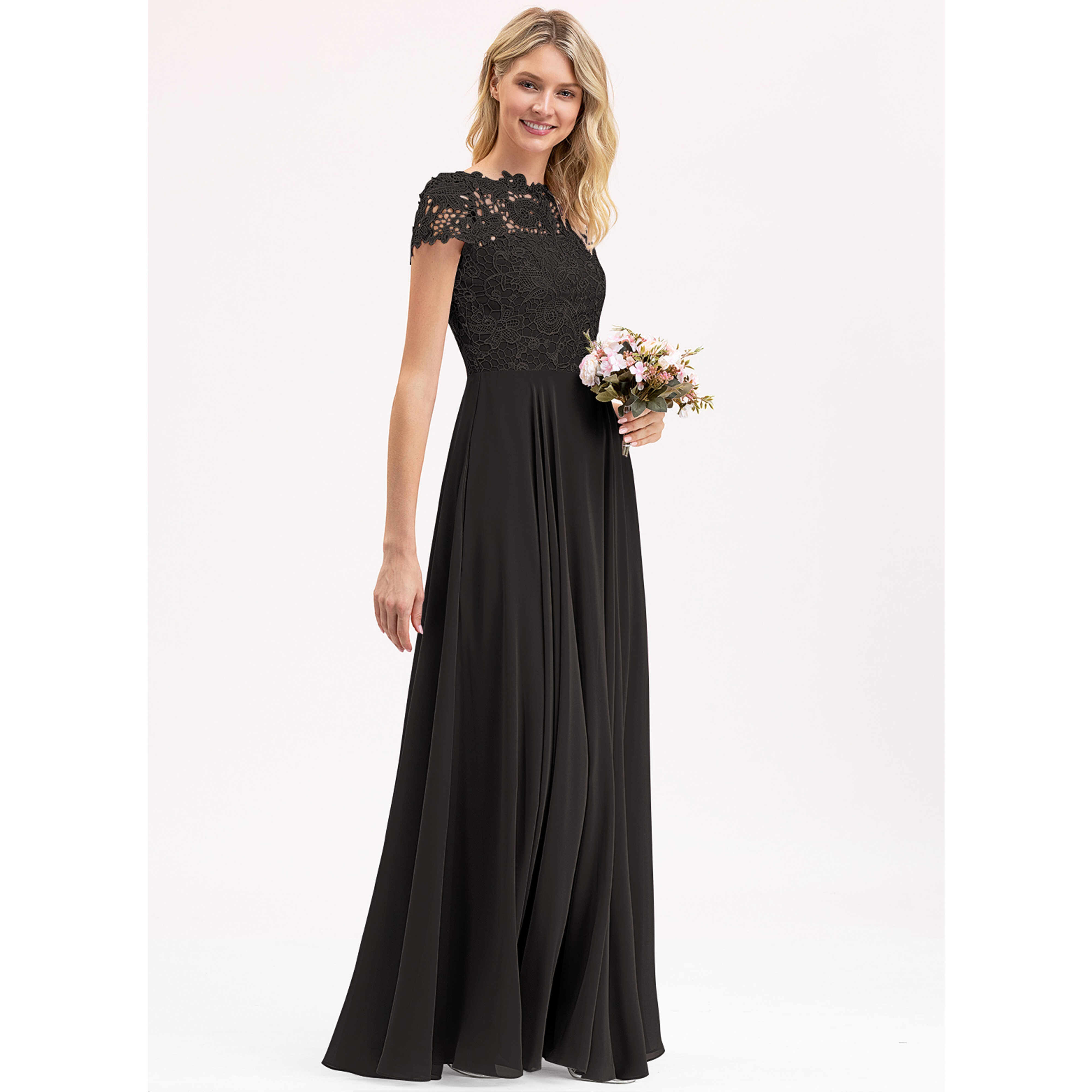 estelle chiffon maxi dress JJ's House A-line Scoop Floor-Length Lace Chiffon Prom Dress 2026