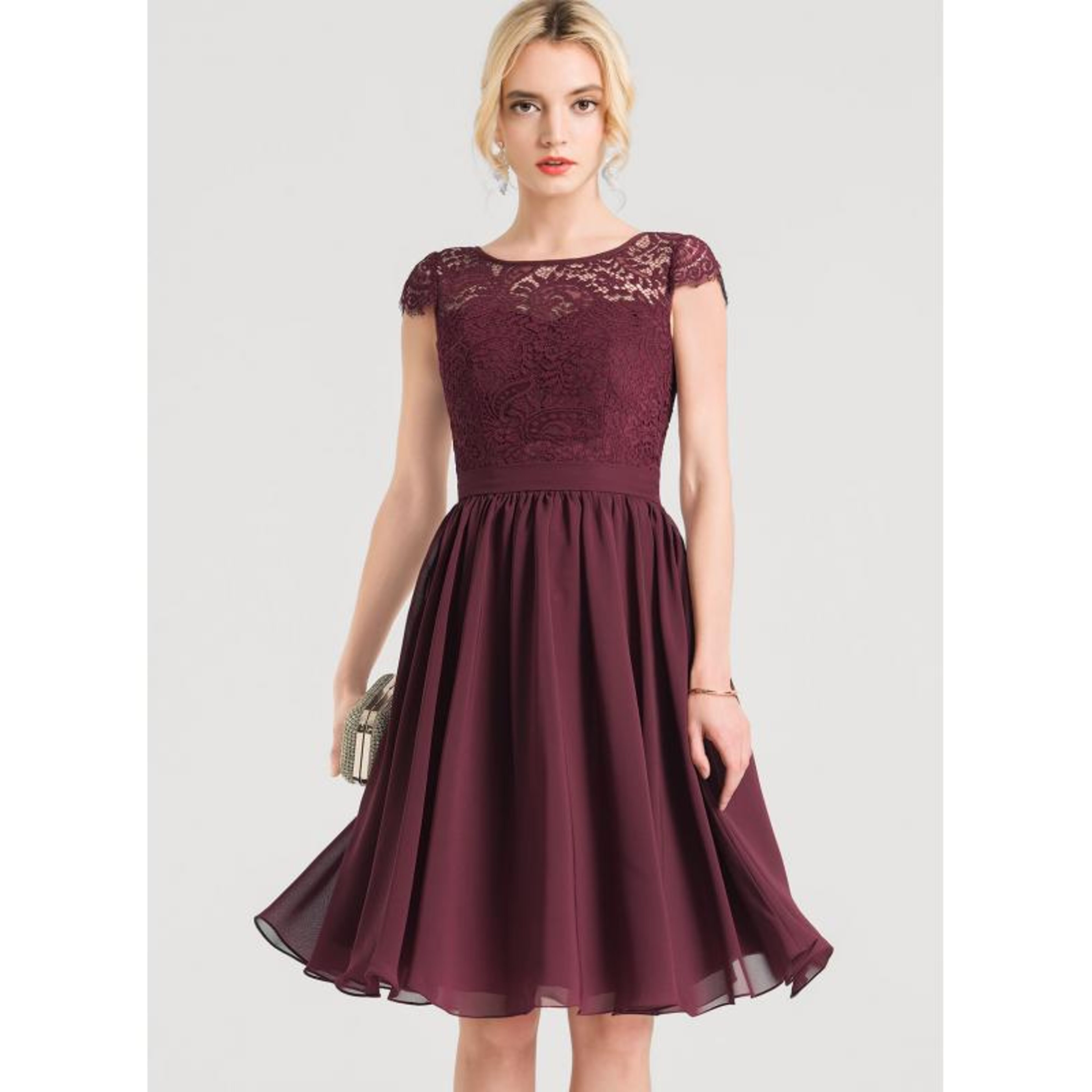 jjshouse lace bridesmaid dress Elena A-line Velvet One Shoulder Mini Luxury Designer Prom Dresses A seam defines the Sizes:12m