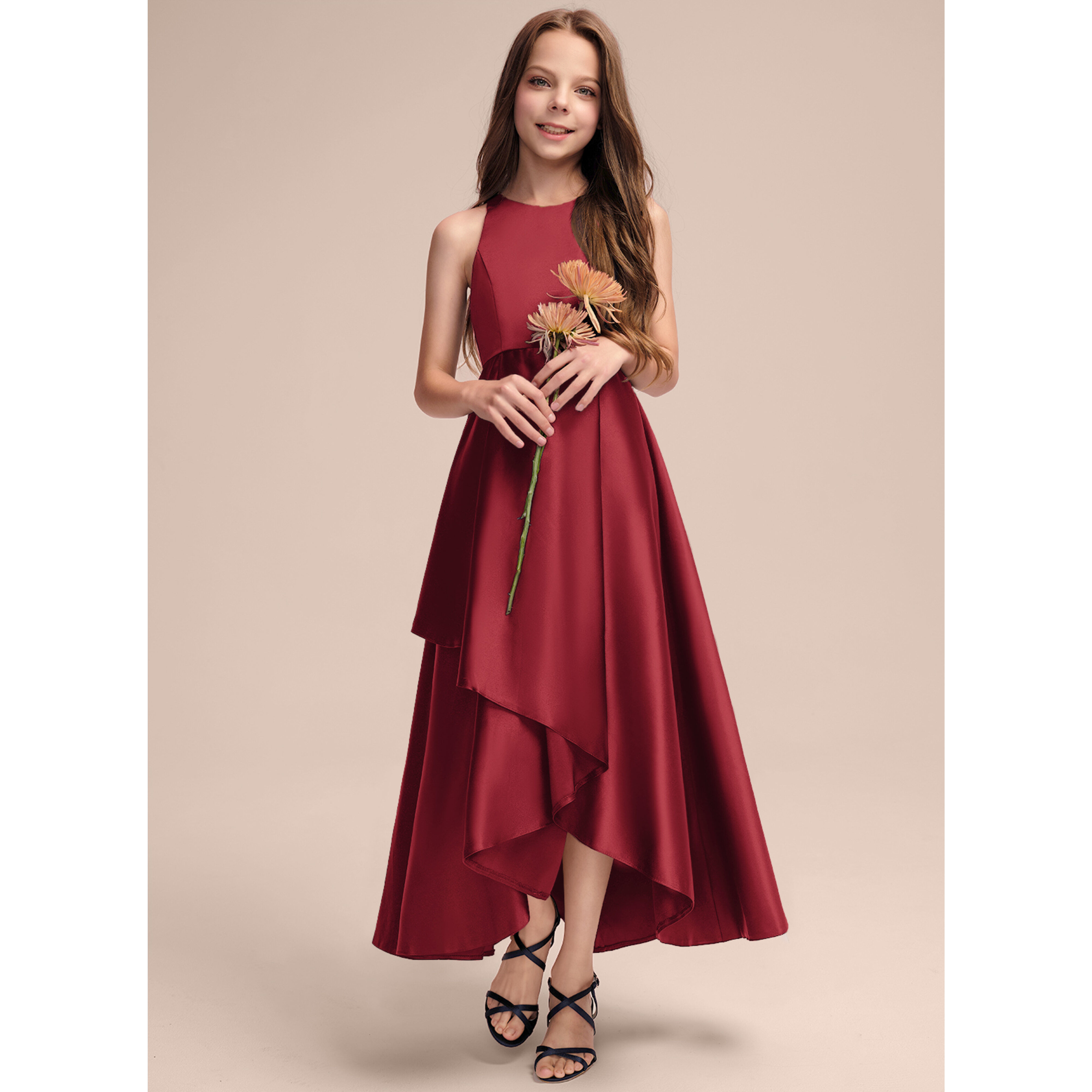 satin junior bridesmaid dresses Azazie Arianthe Copper Bridesmaid Dress Matte Satin