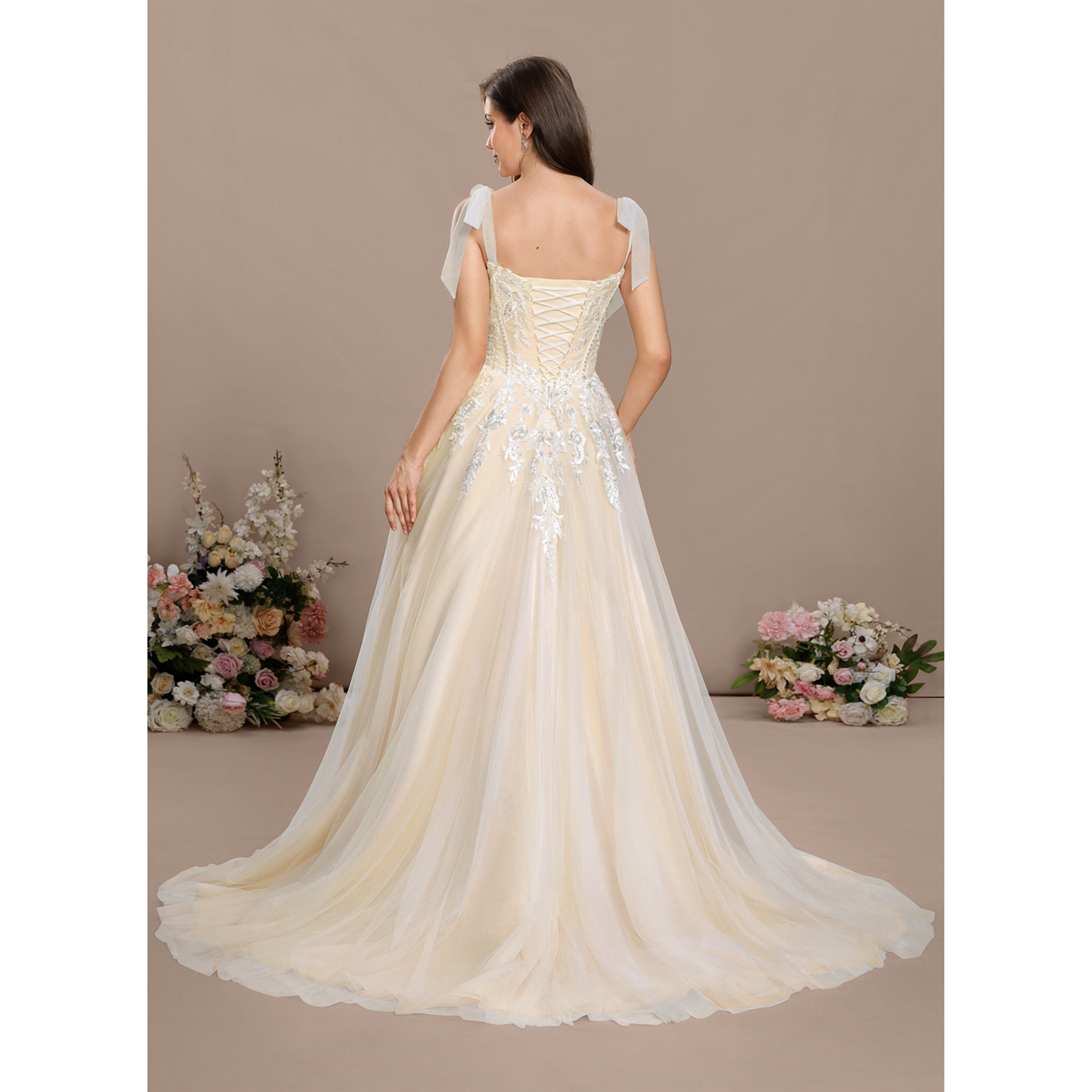 Lucerne Ball-Gown/Princess Square Convertible Lace Wedding Dress