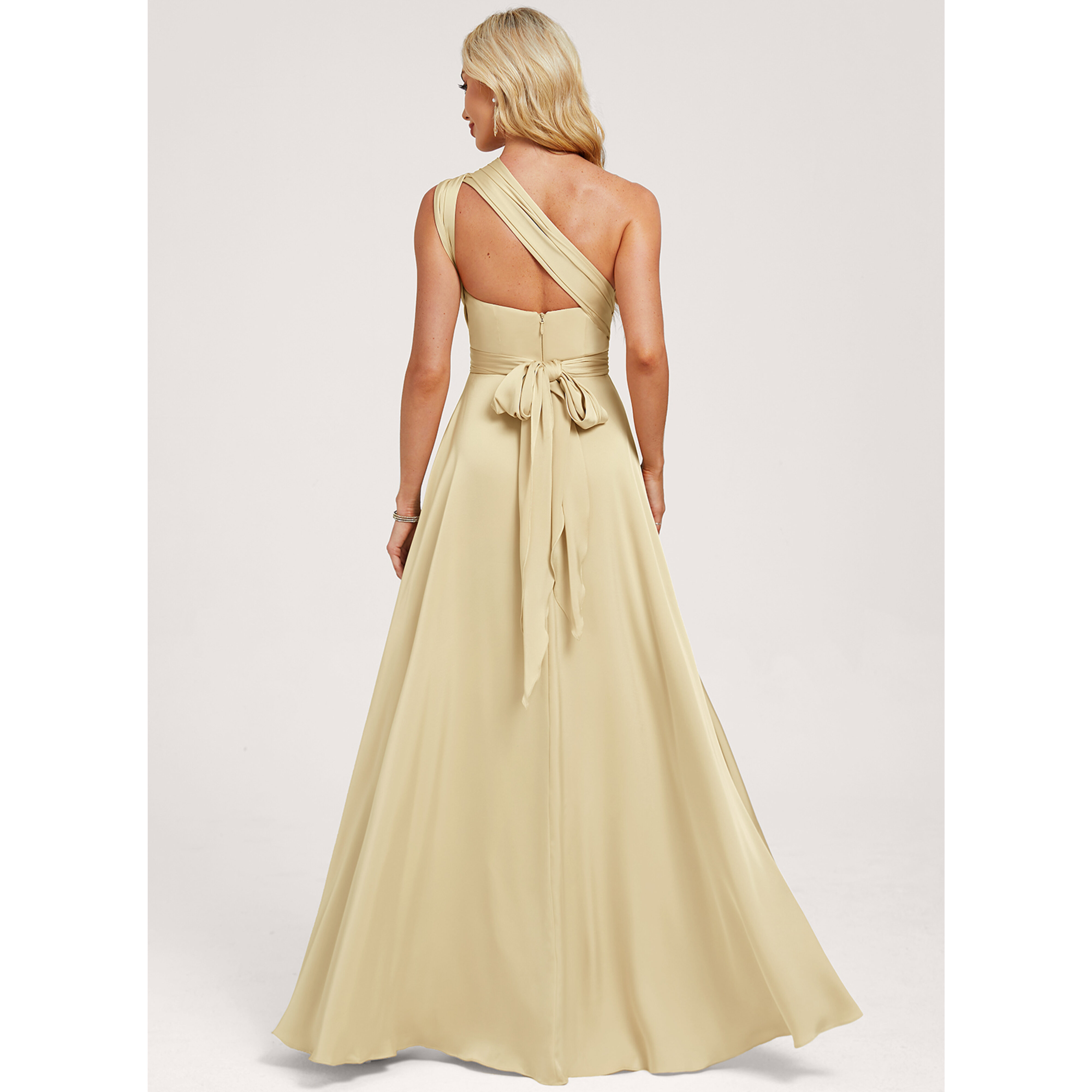 Amparo A-line One Shoulder Matte Satin Bridesmaid Dress | JJ's House